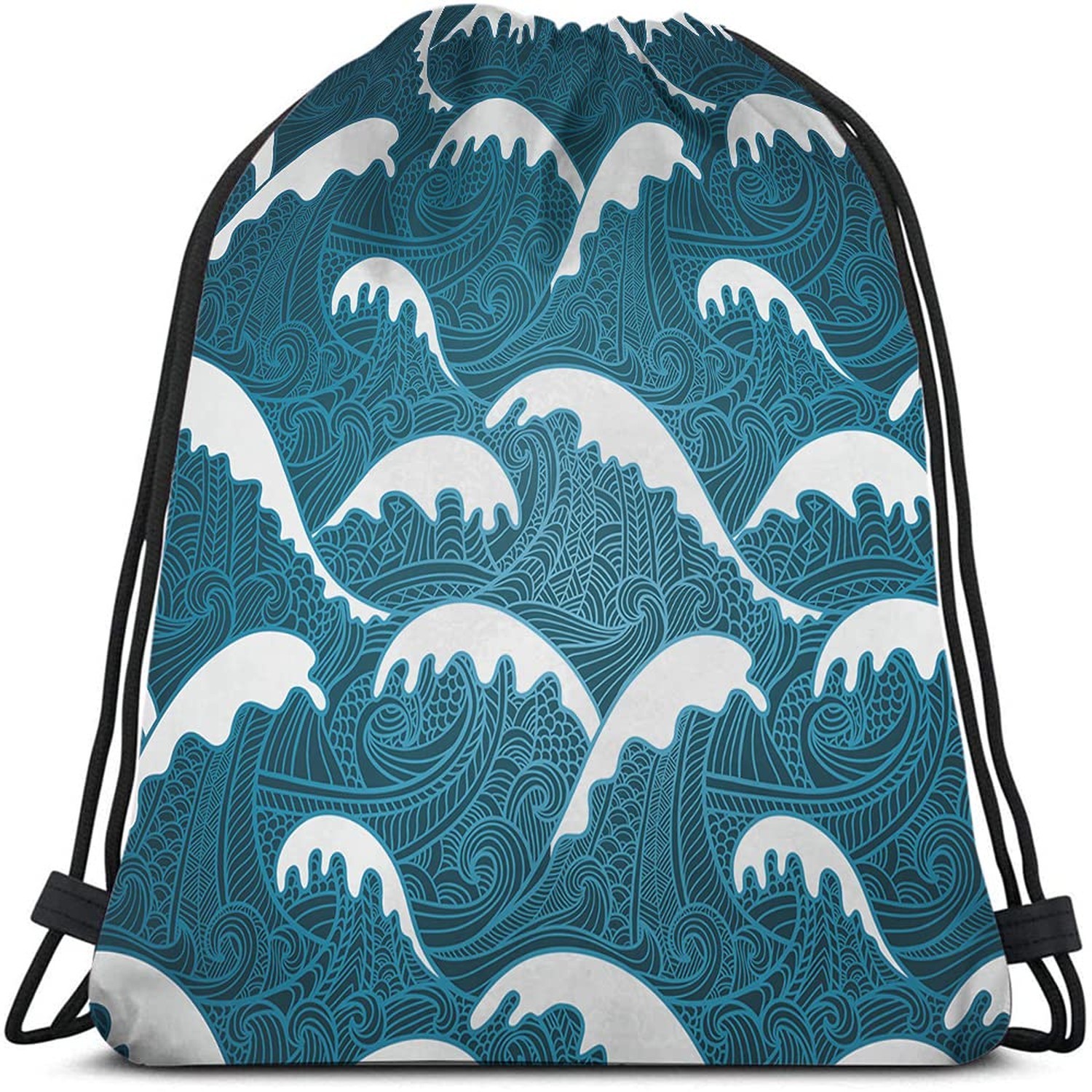 Unisex Adult Modern Vintage Blue Abstract Sports Multi-Sport Drawstring Backp…