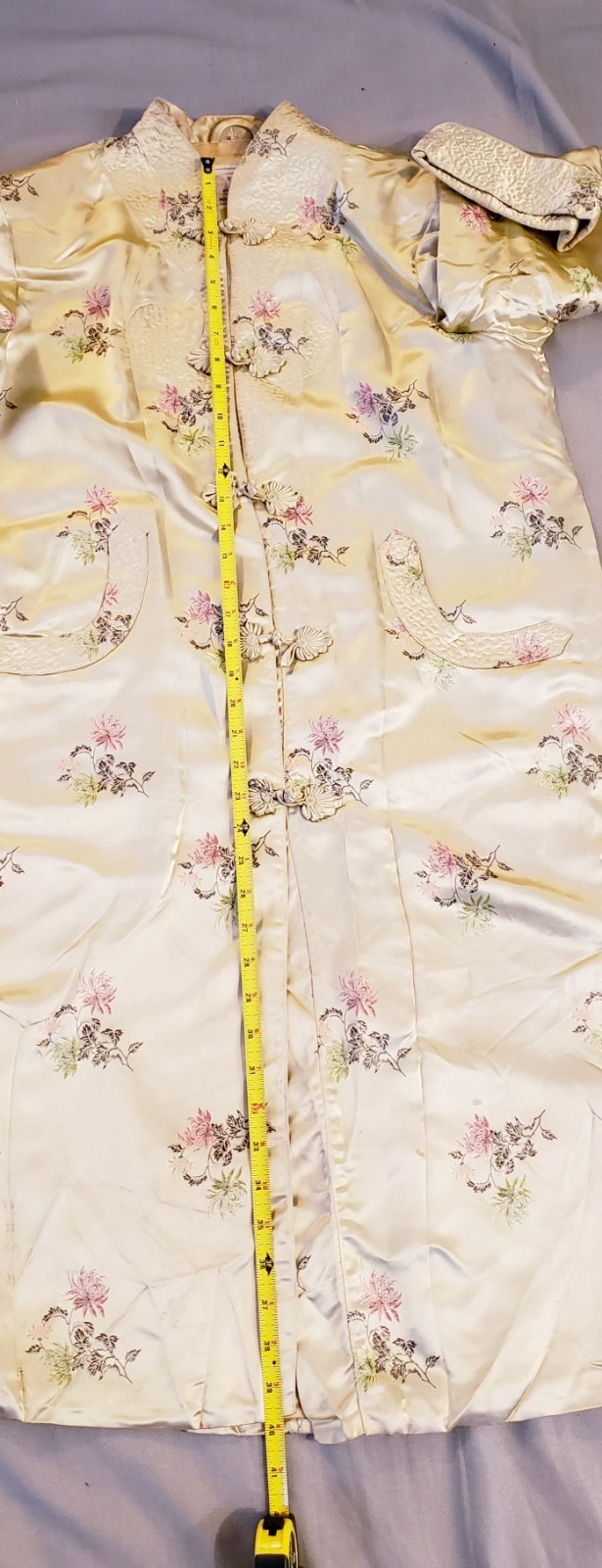 Vintage Chinese Floral Satin Jacket Gold Peony Brand Women’s Size. 38