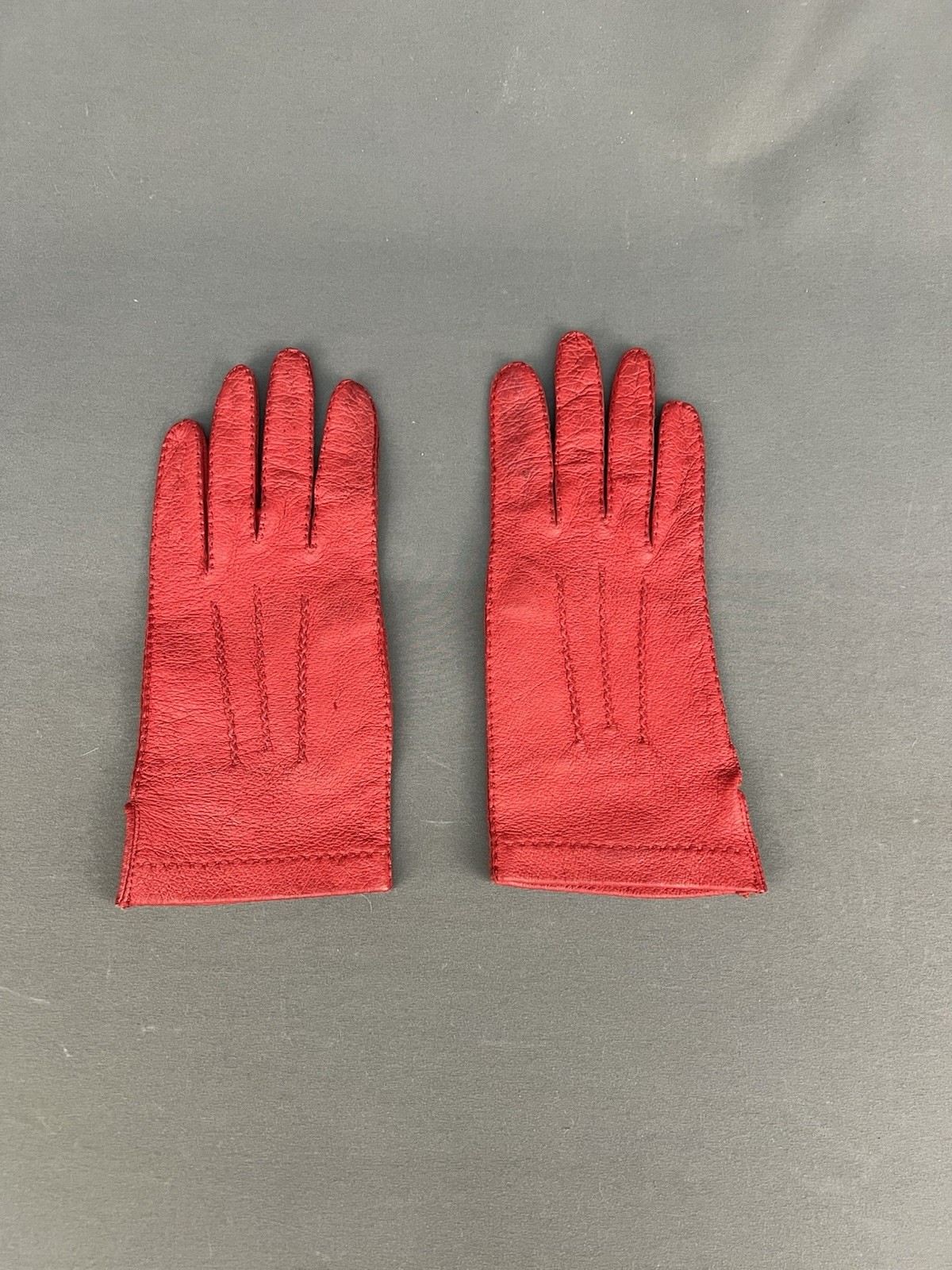 Vintage Red Pigskin Leather Driving Gloves Romania Size 7