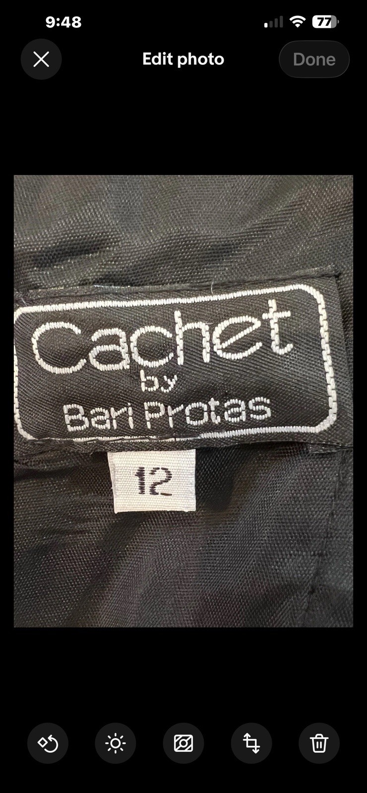 Vintage Cachet Bari Protas Black Lace Off Shoulder Cocktail Dress Gown Size 12