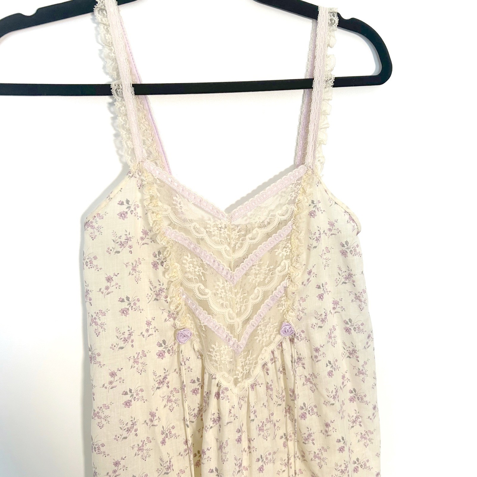 vintage donna richard gilligan o’malley lace floral nightie gown cottagecore