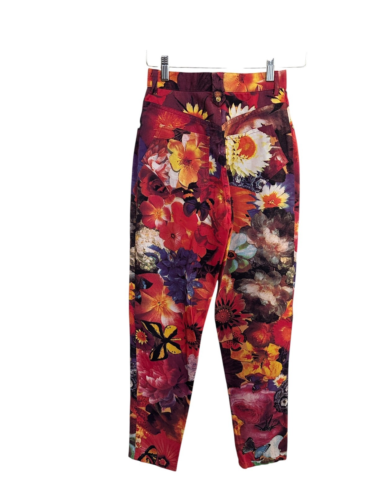 Christian Lacroix Floral Denim Pants 90s Vintage High Waisted EU 38 Rare