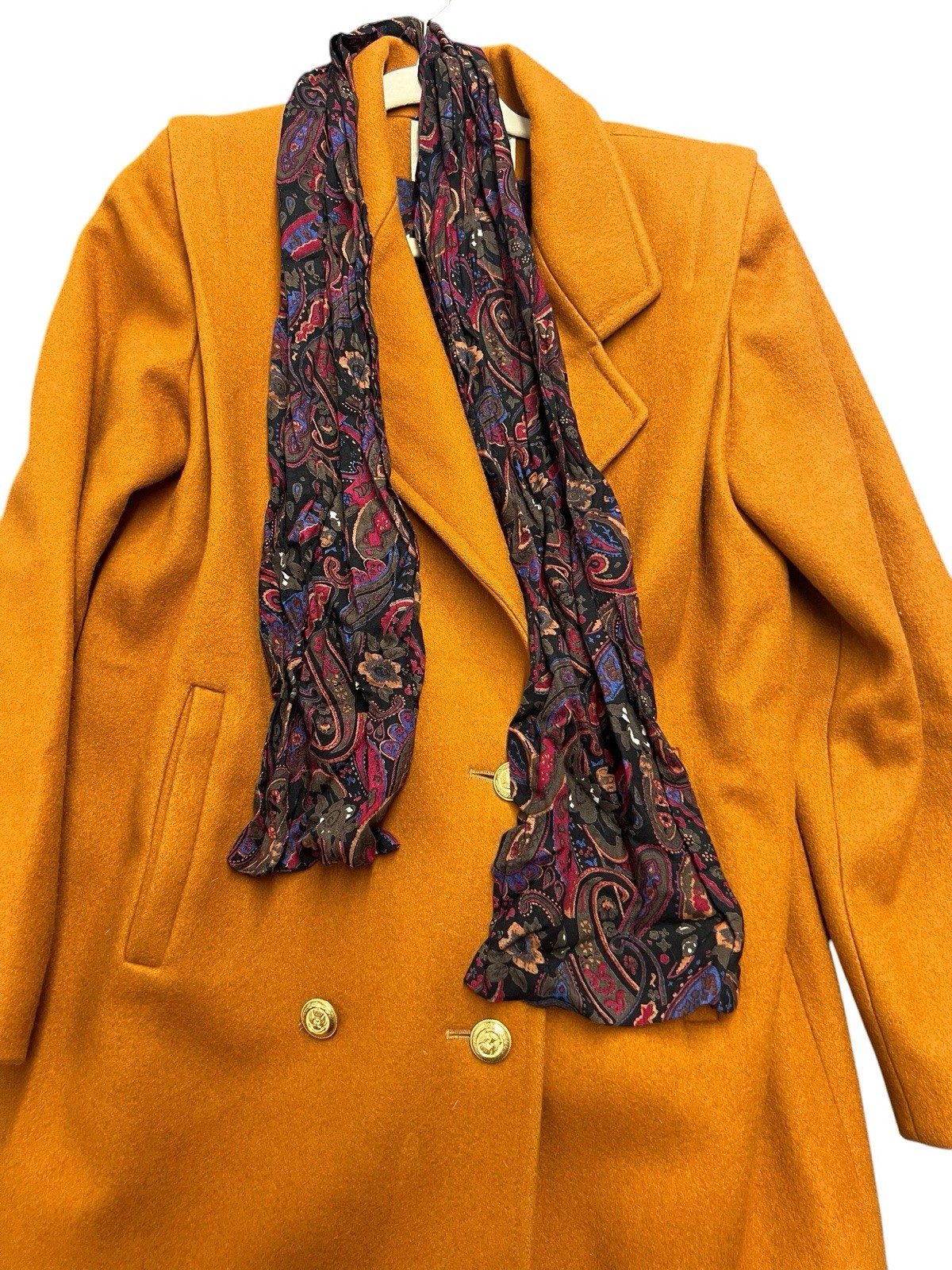 Vintage International Scene Burnt Orange Wool Blend Coat/Jacket