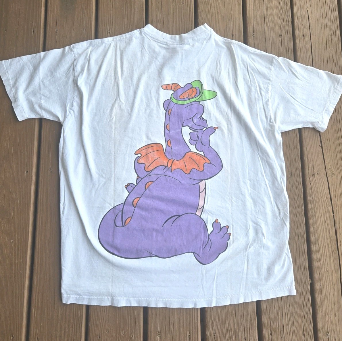 Vintage Disney Figment Dragon Epcot 2 Sided Promo Cartoon T-Shirt 90s USA READ