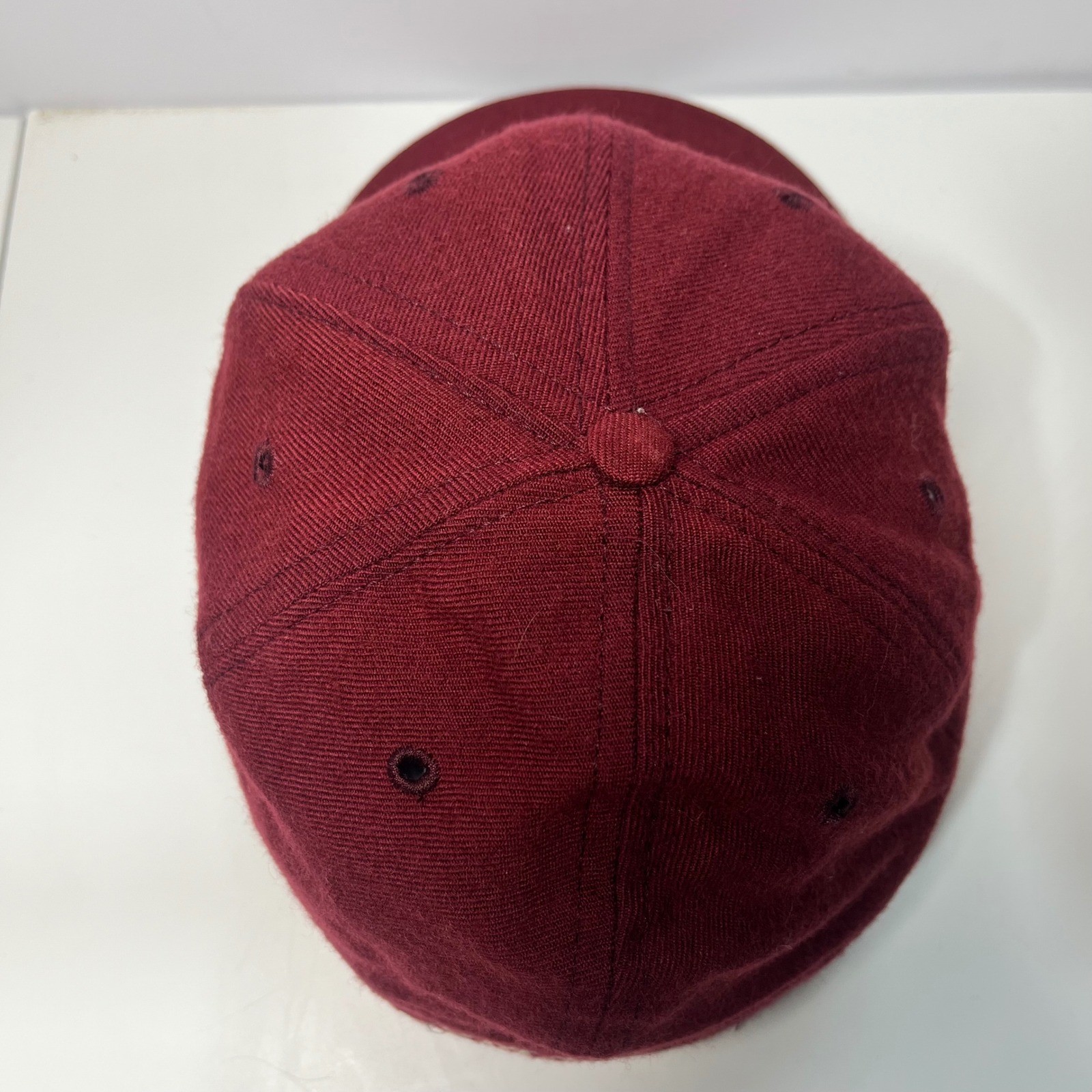 Vintage New Era 5950 UMass Minutemen Fitted Hat 7 3/8 Burgundy Wool USA Made