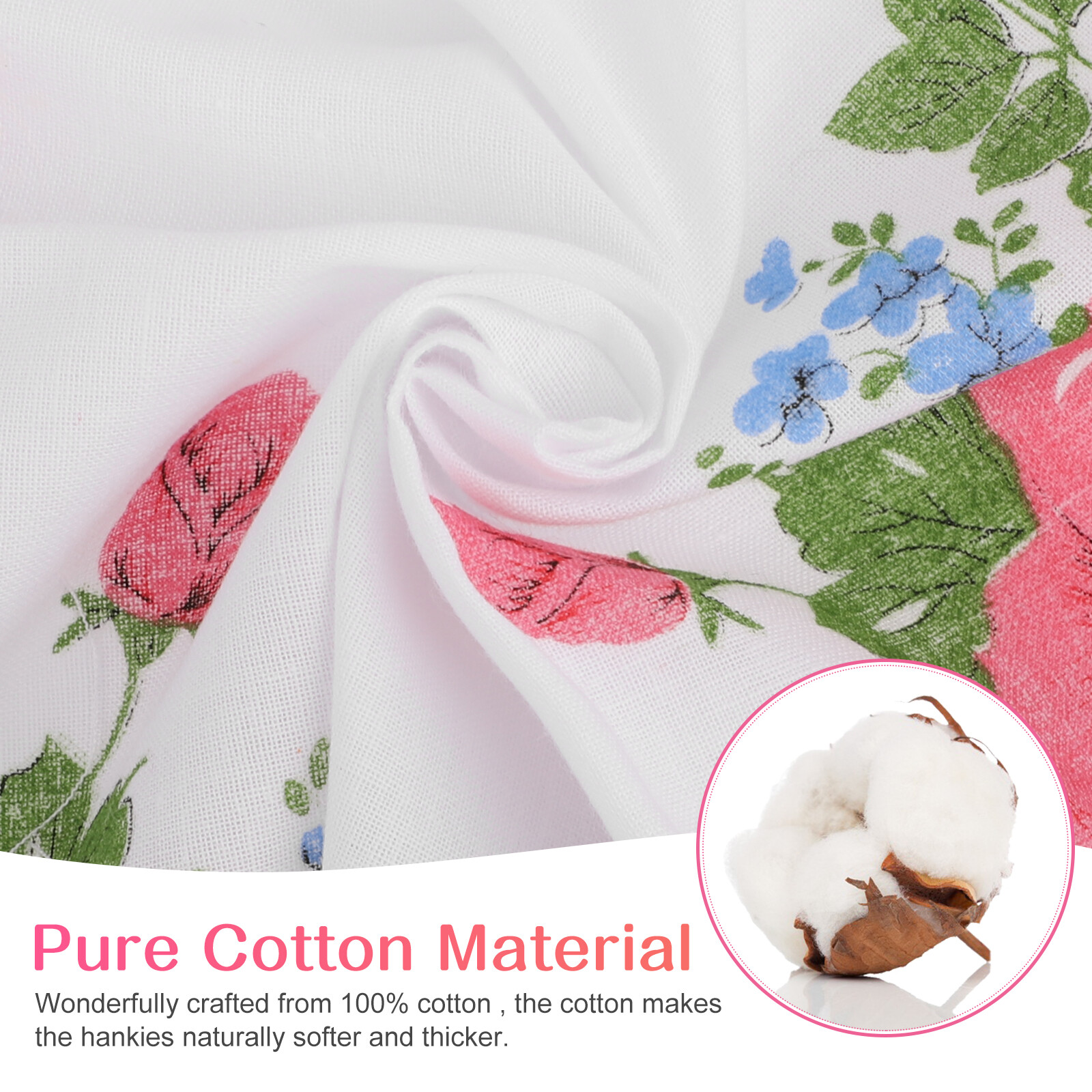 20PCS Lady Handkerchiefs 100% Cotton Hankies Pocket Vintage Classic Handkerchief