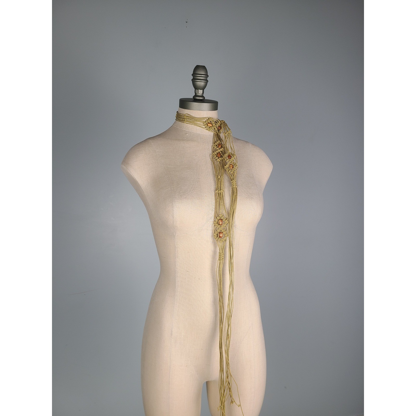 VTG 70s Handmade Macrame Belt Wooden Beads Groovy Funky Festival Indie Sleaze