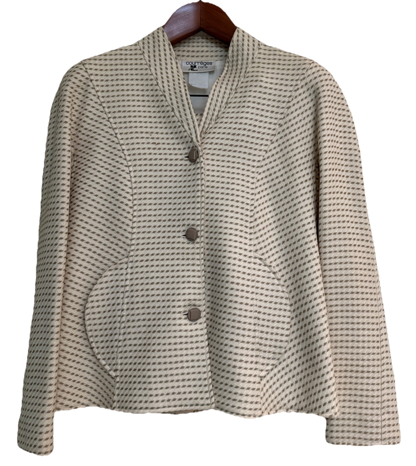 COURREGES VINTAGE 80s PARIS WOOL Jacket & Skirt Suit Size 0 (FR) Sz 6
