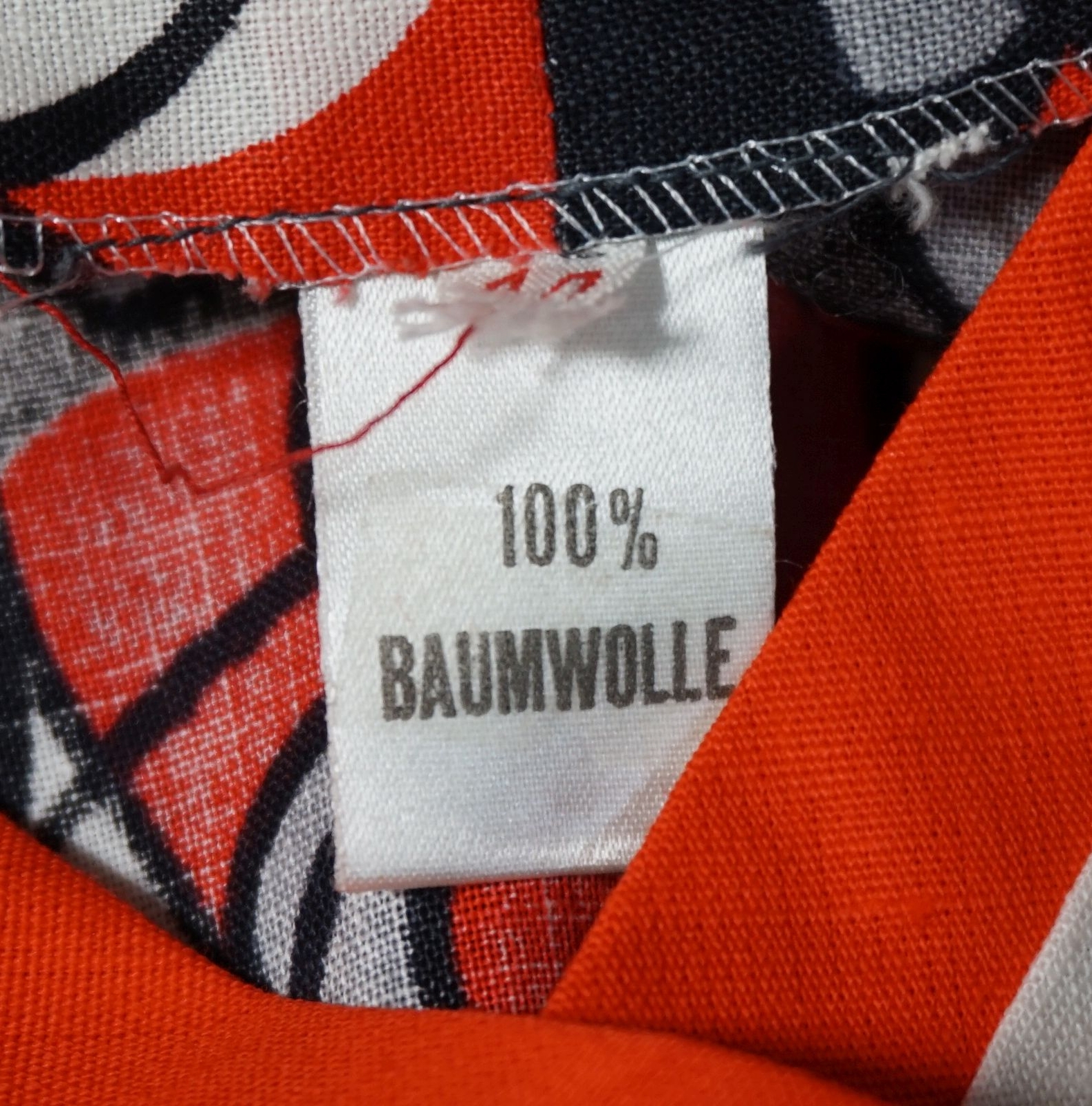 Vintage Womens House Dress House Smock Space Age Black Red Size 44 100% Cotton