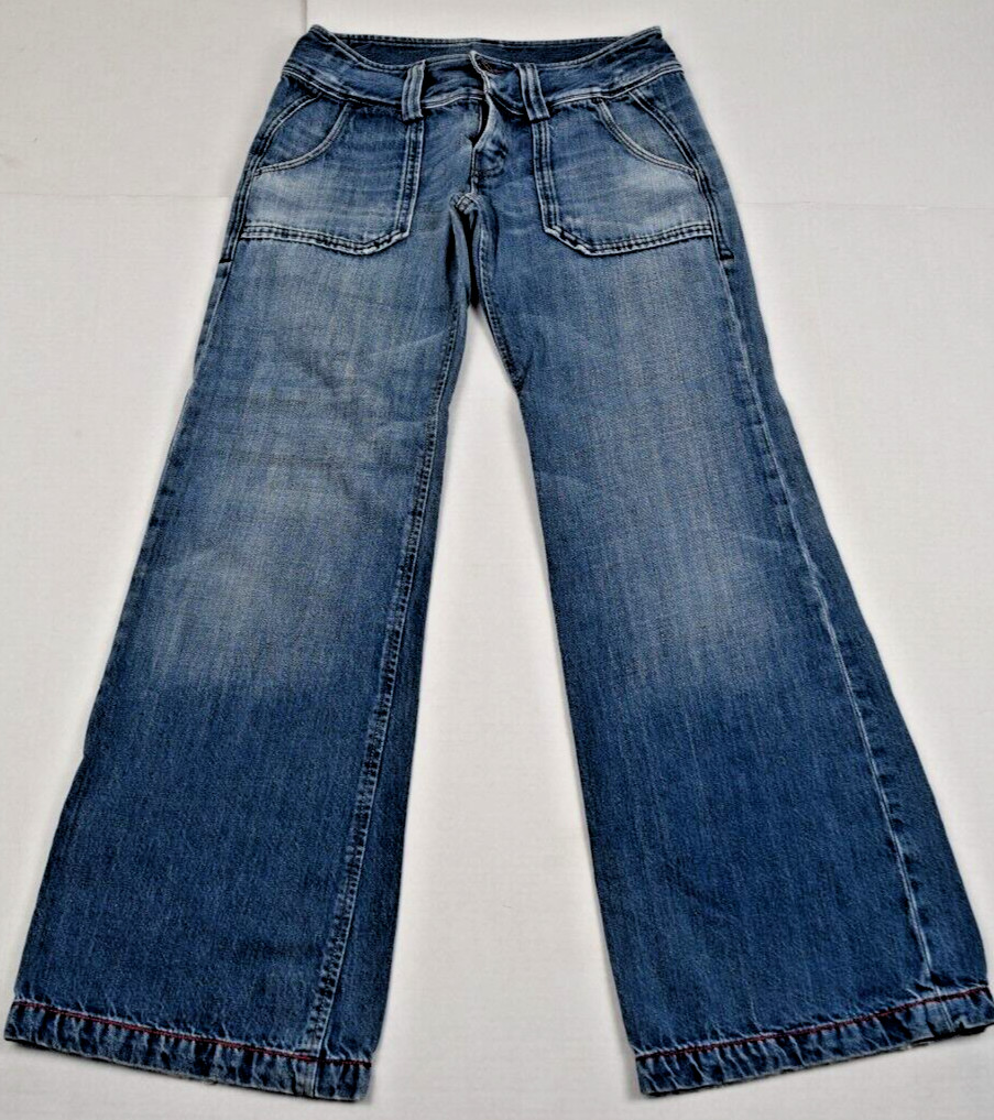 Vintage Diesel Jeans Size 25 90s Blue Low Rise Button Fly Flared Made Romania
