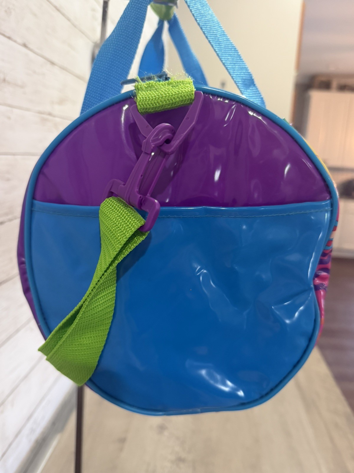 Vintage 1990s Lisa Frank Tropical Kissing Fish vinyl duffle bag RARE Rainbow