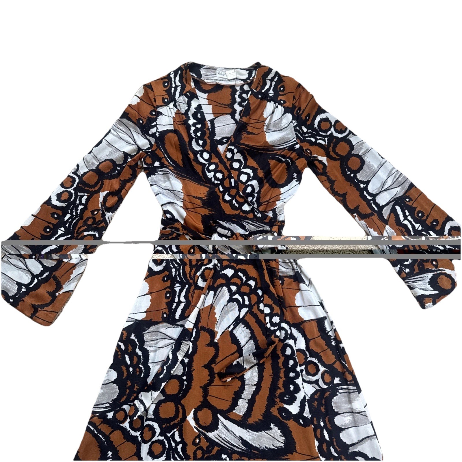 Cole of California Vtg 70s Maxi Wrap Dress Med Monarch Butterfly Print