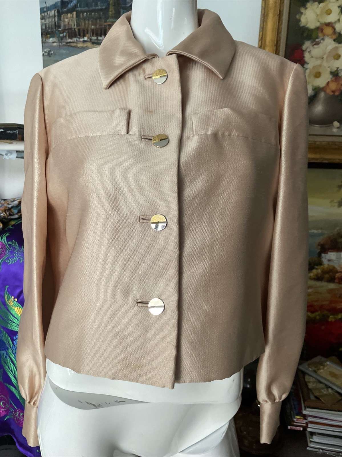 Vintage 60s GINO CHARLES Jacket Cropped Top Lined Sz16/L