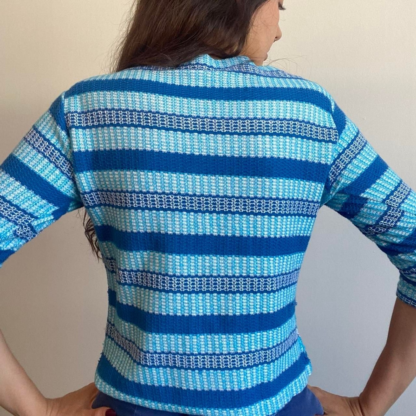 1950s /1960s cotton striped boat neck long sleeve top