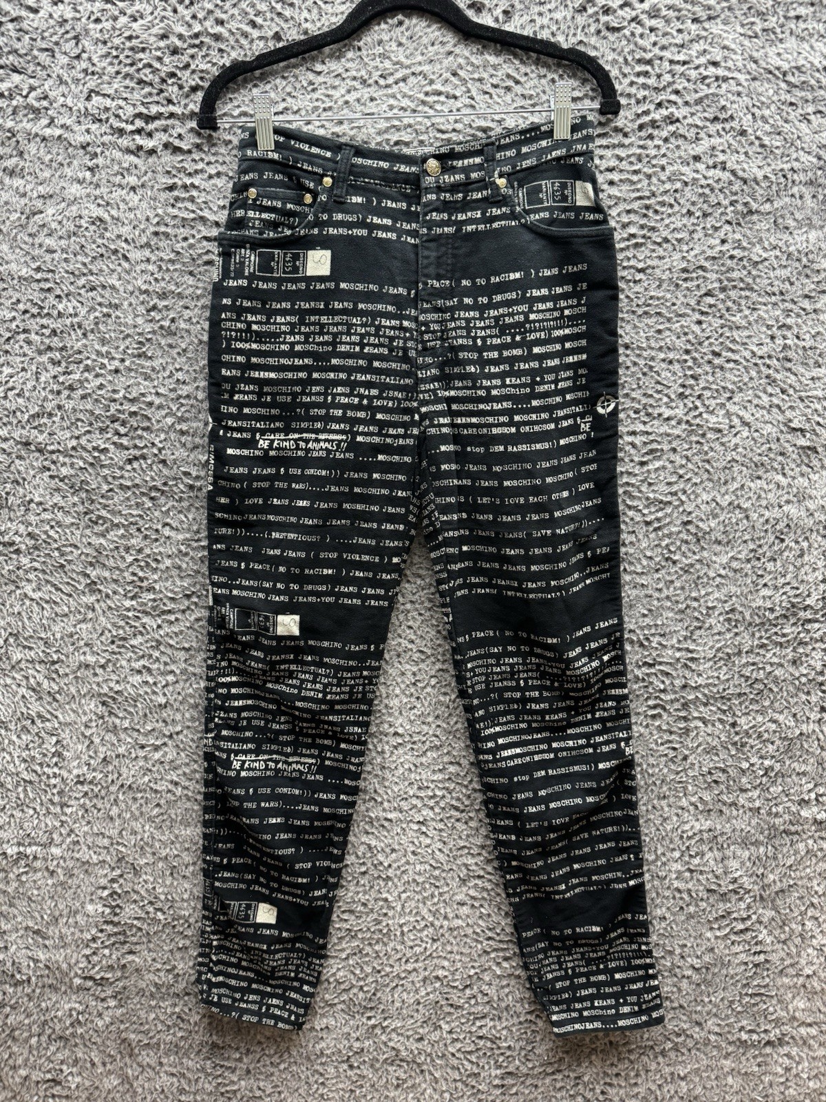 Vintage Moschino 90’s All Overprint Jeans Pants Size 30 in Black