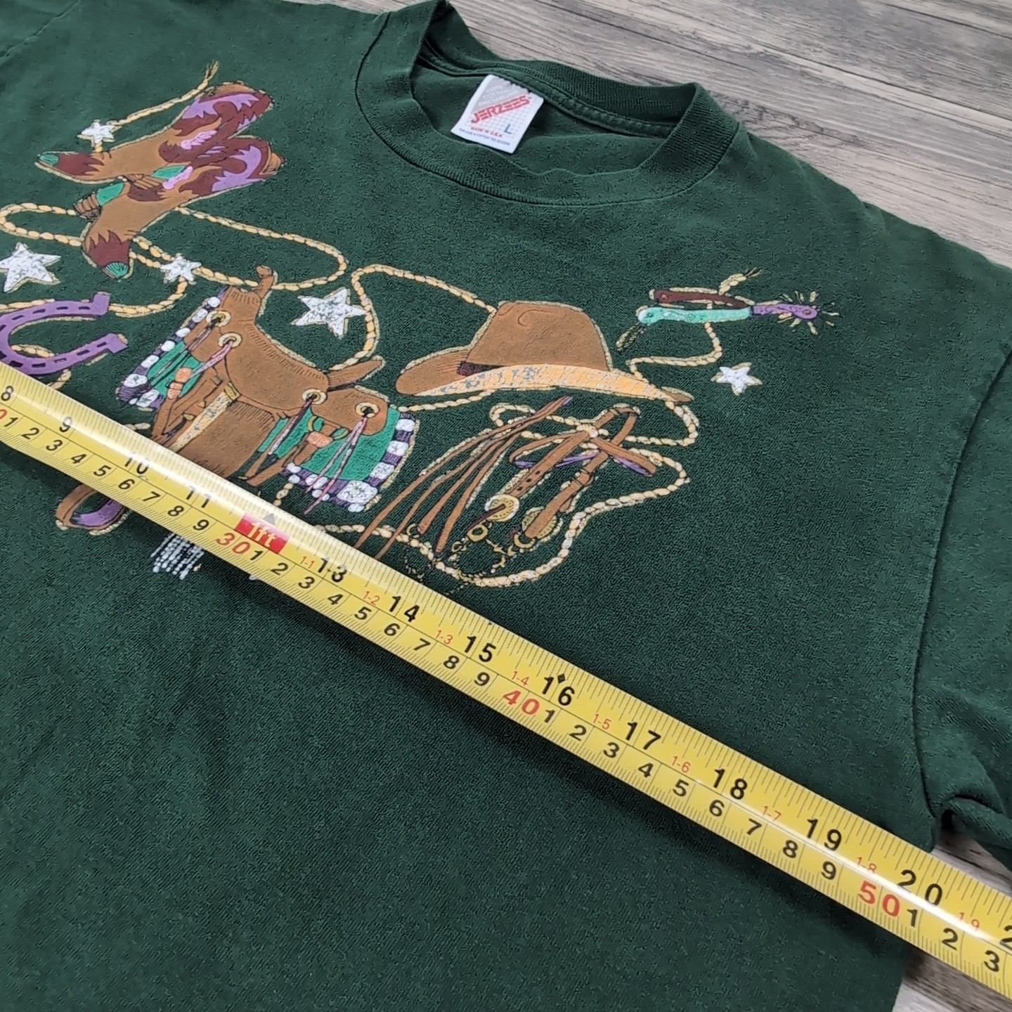VINTAGE 90s Western Equestrian Graphic T-Shirt Women’s Large Jerzees USA Rodeo