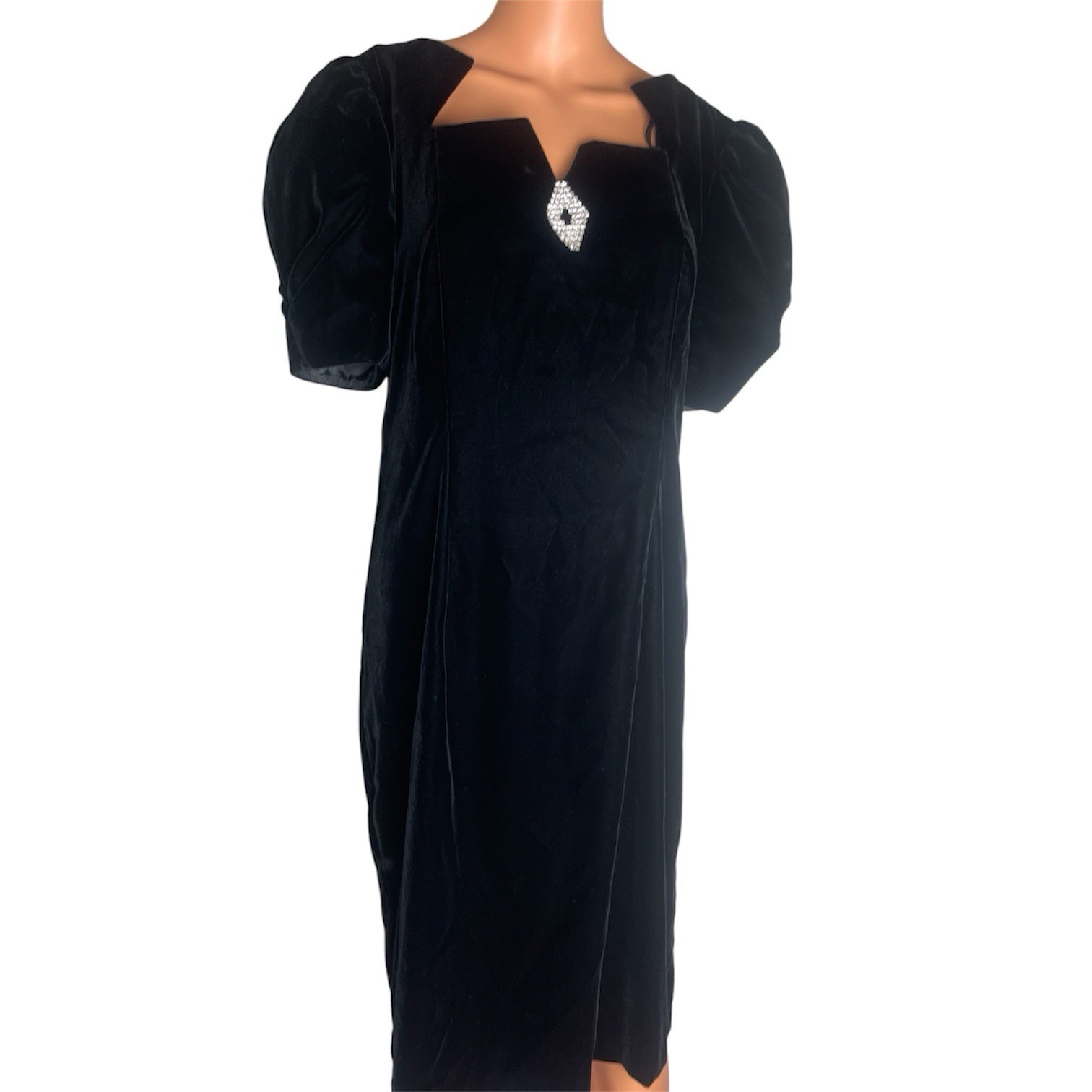 Vintage 80s Cachet Bari Protas Black Velvet Cocktail Evening Dress Size 11/12