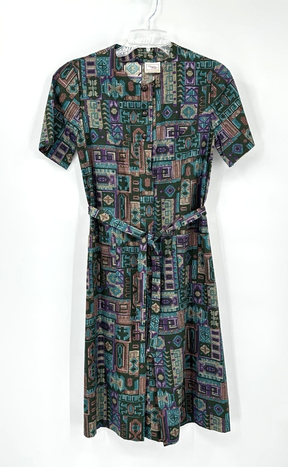 vintage 70s A LINE SHORT SLEEVE DRESS librarian chic shirtdress art student