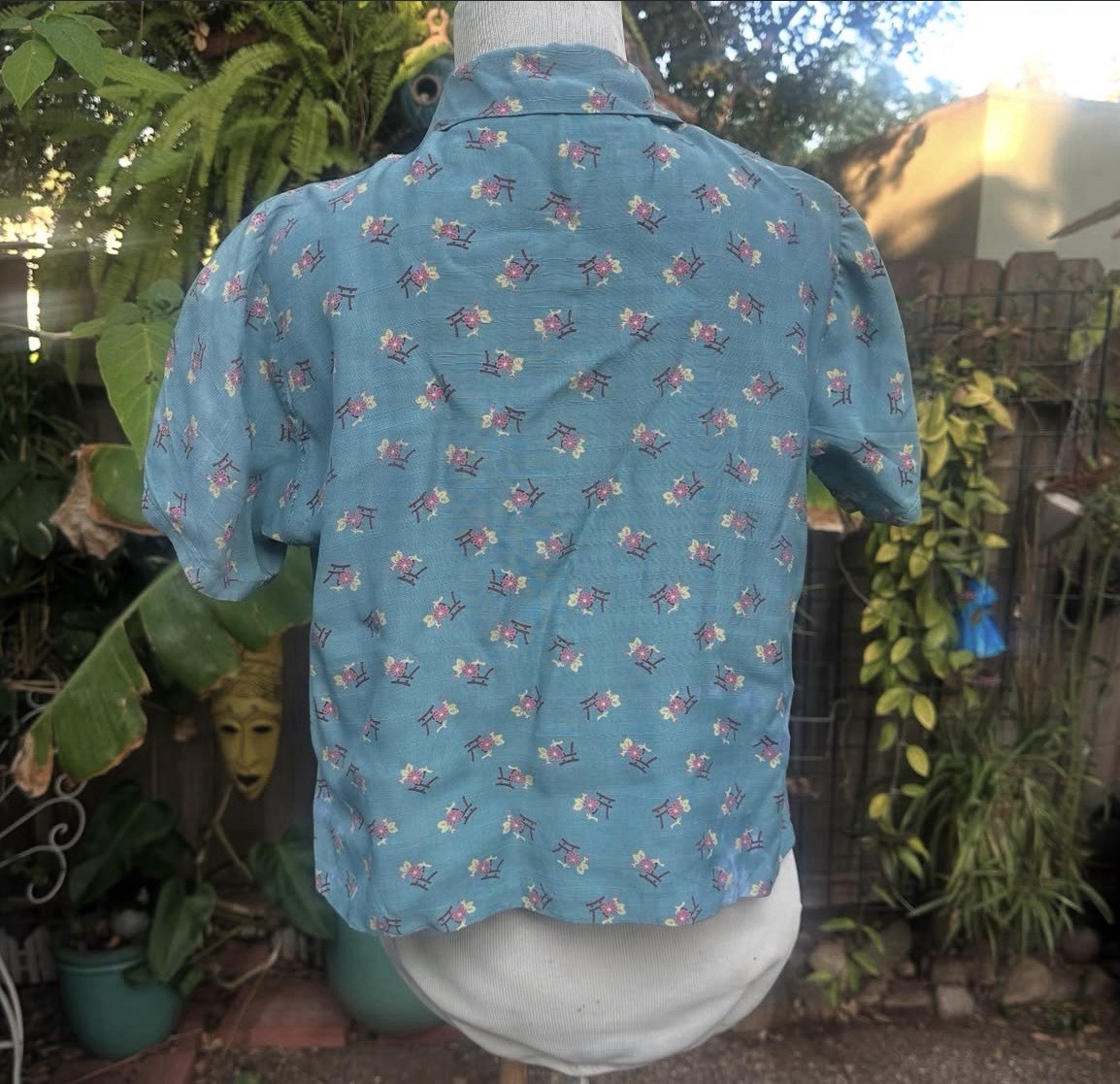 True Vintage 1940s Blouse Top Floral XS/ S