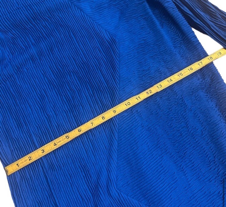 1980’s Leslie Fay Blue Long Sleeved Dress, So Glam! Made in the USA, Size 14/M/L