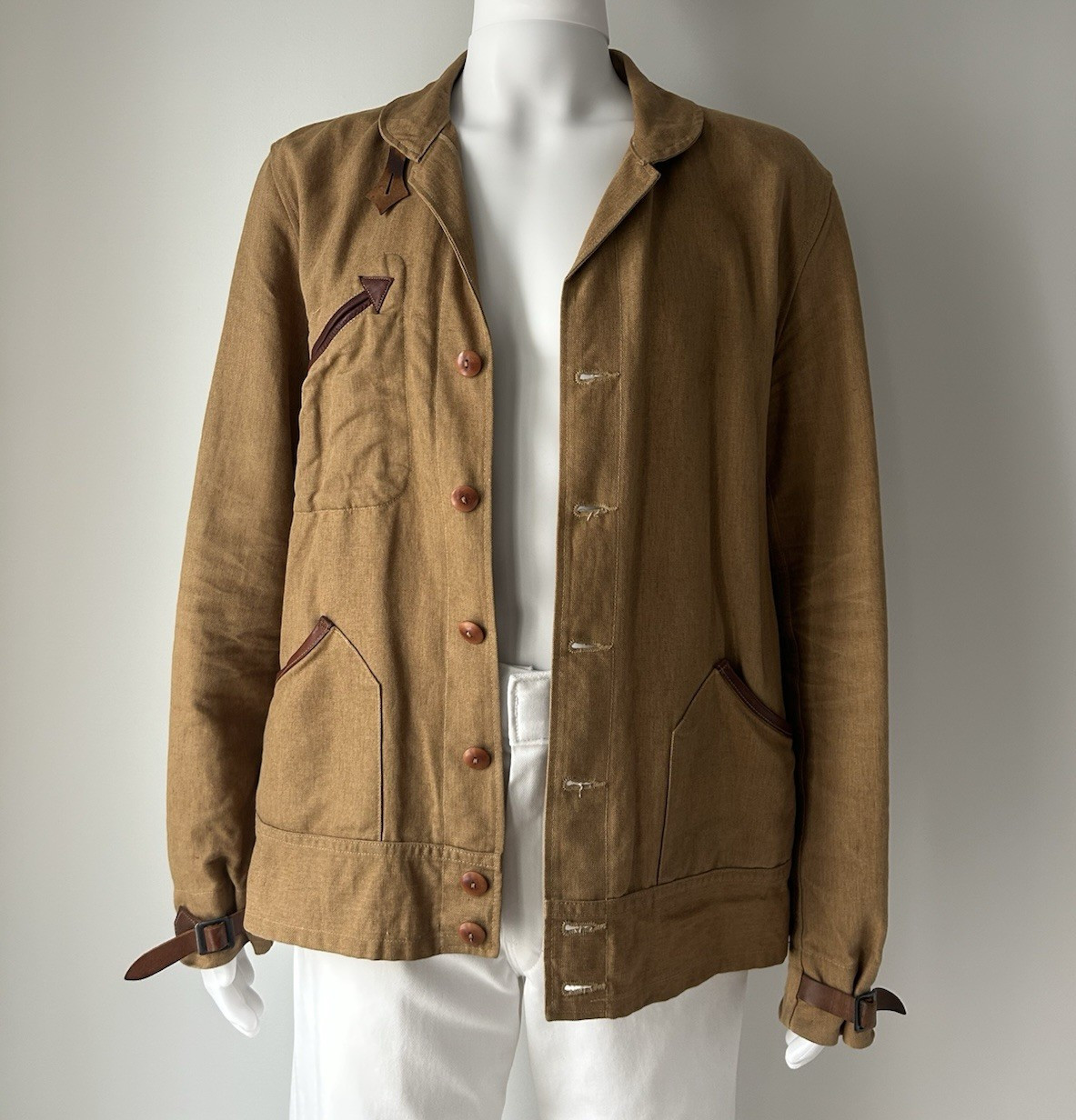 Mister Freedom MFSC Chaparral Blouse Brown Linen Canvas Jacket Size 40 Japan