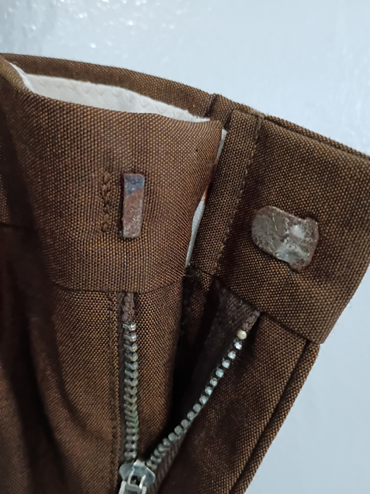 70s Vintage Deadstock Farah Brown Twill Mens Flared Pant Original Tags NOS 32×33