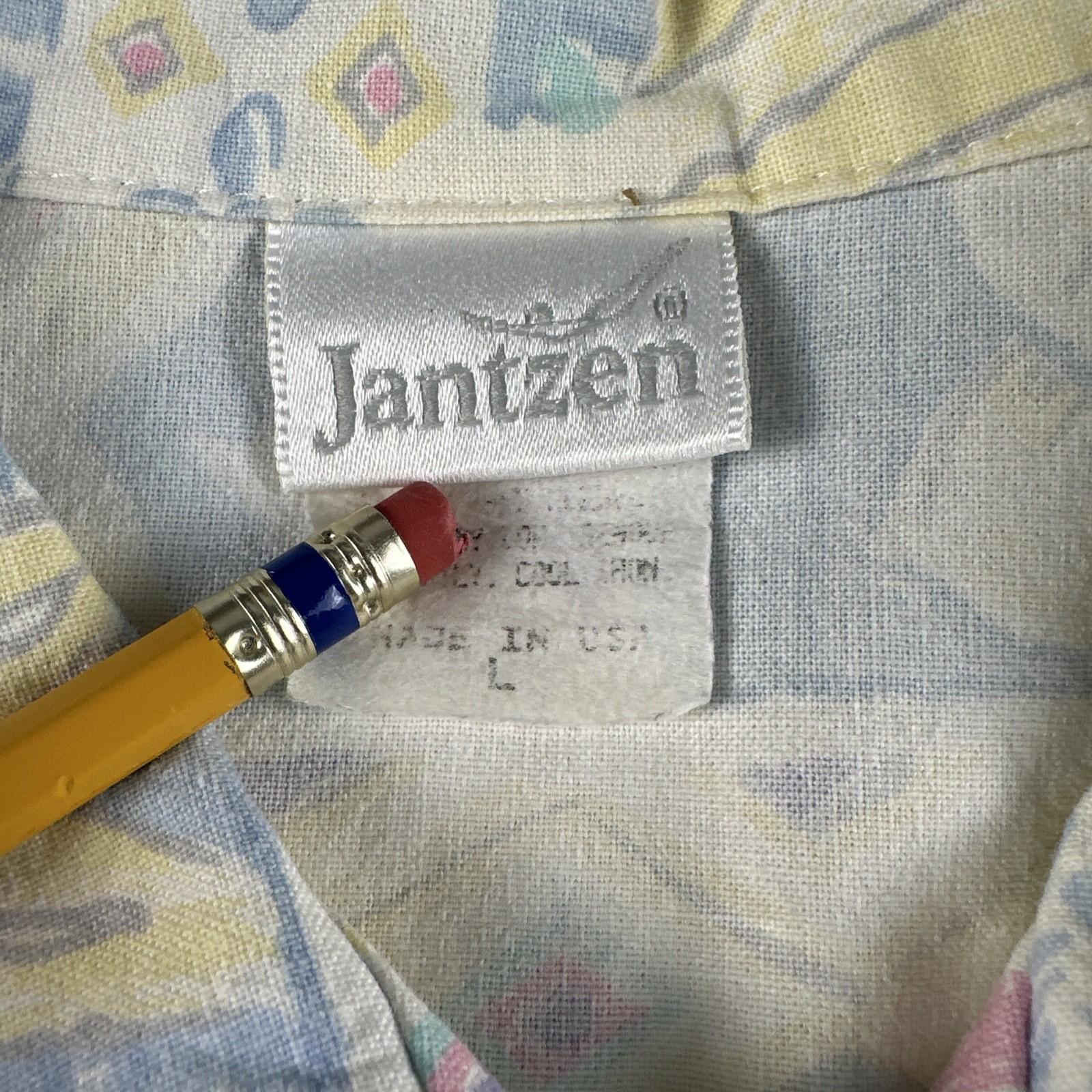 Jantzen Button Shirt, Vintage, USA Made, Retro Argyle, Stranger Things, Hippy