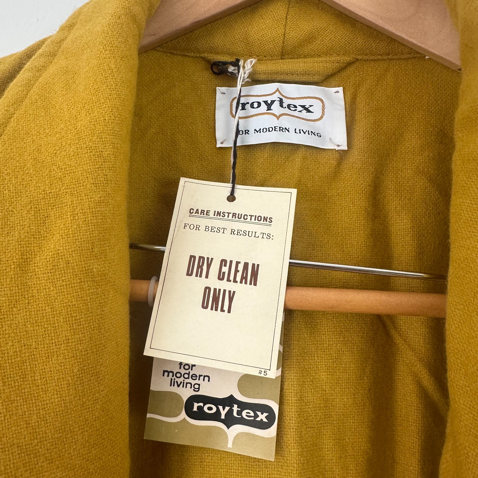 Vintage MCM Mens ROYTEX Wool blend Robe M L mustard yellow NWT New
