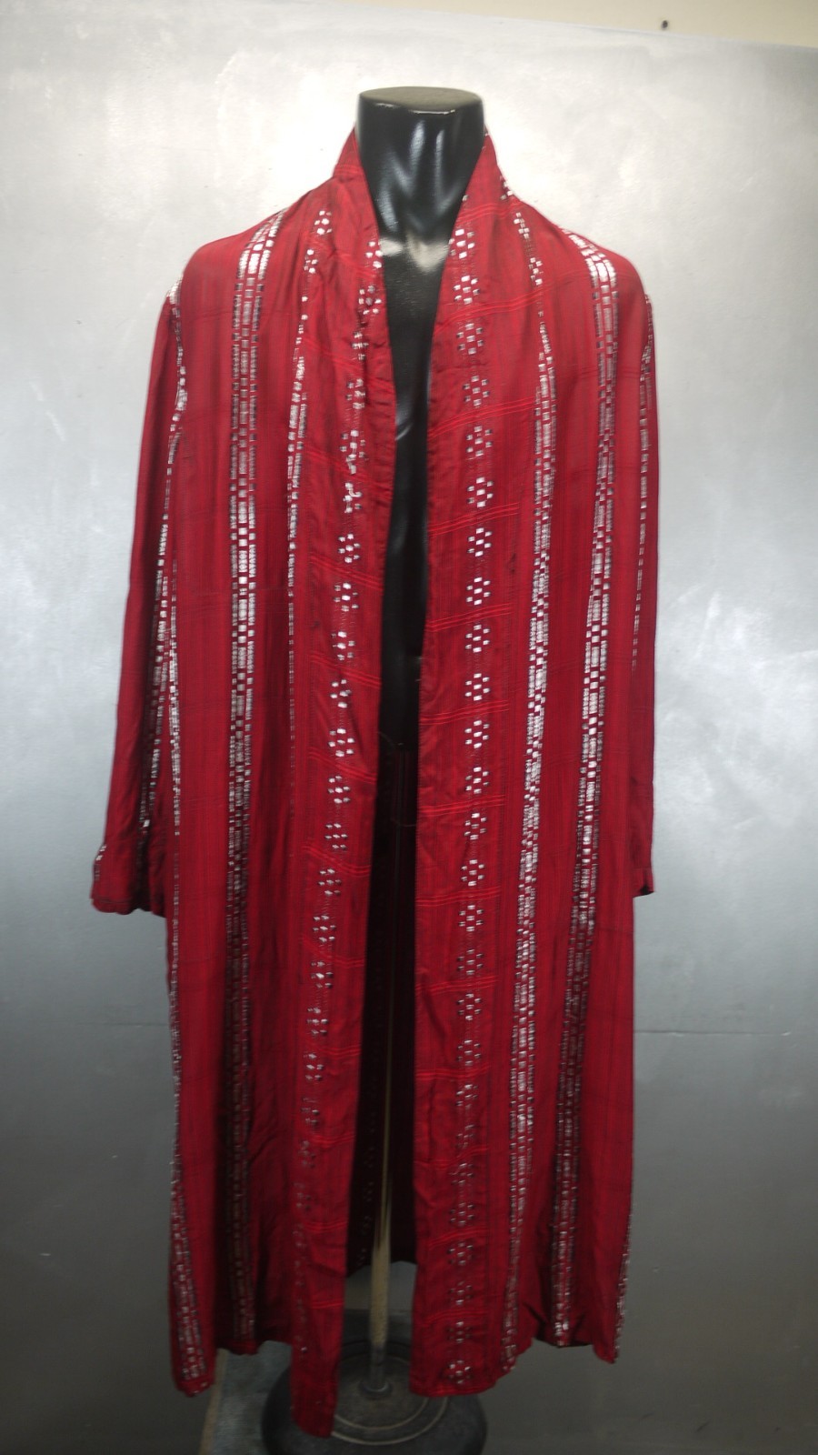 Elegant VTG Men’s St. MORITZ Acetate Rayon Loungewear RED Smoking FANCY Robe L