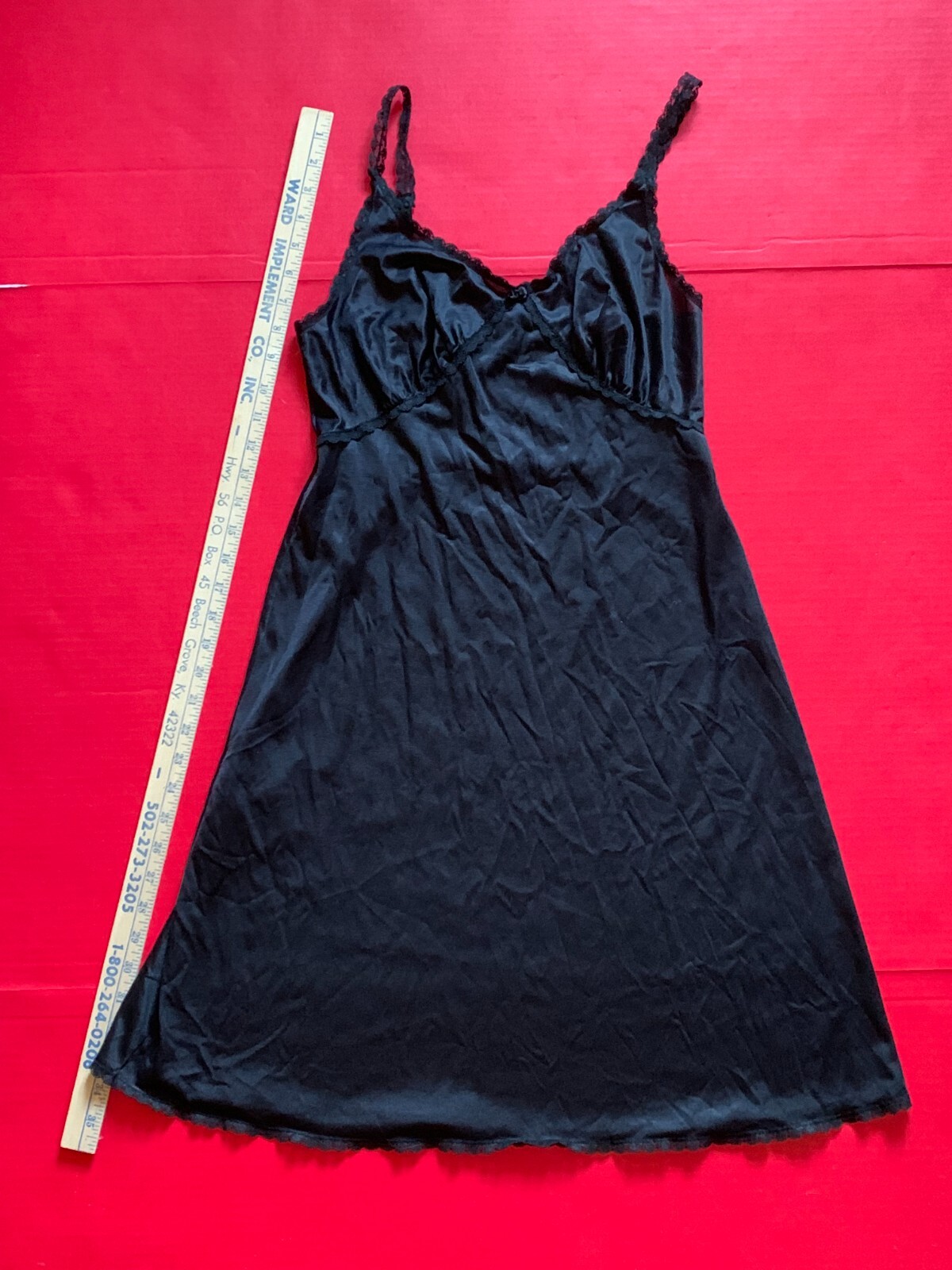 Vintage Dixie Belle Nylon Full Slip Size 34 Black 37″ Made In USA