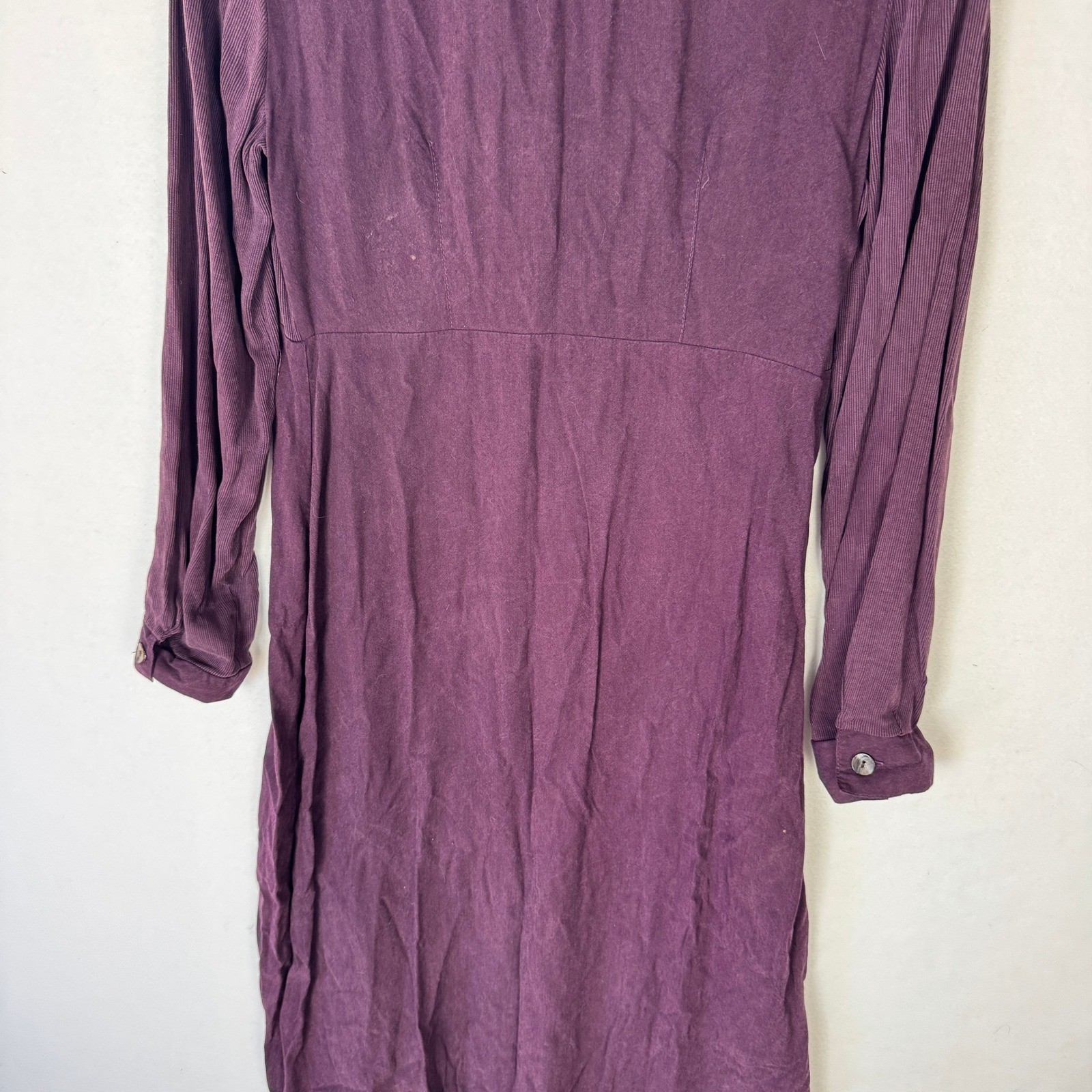 VTG! 90s Studio Ease Purple Tencel Maxi Shirt Dress Womens 8 Long Sleeve Boho