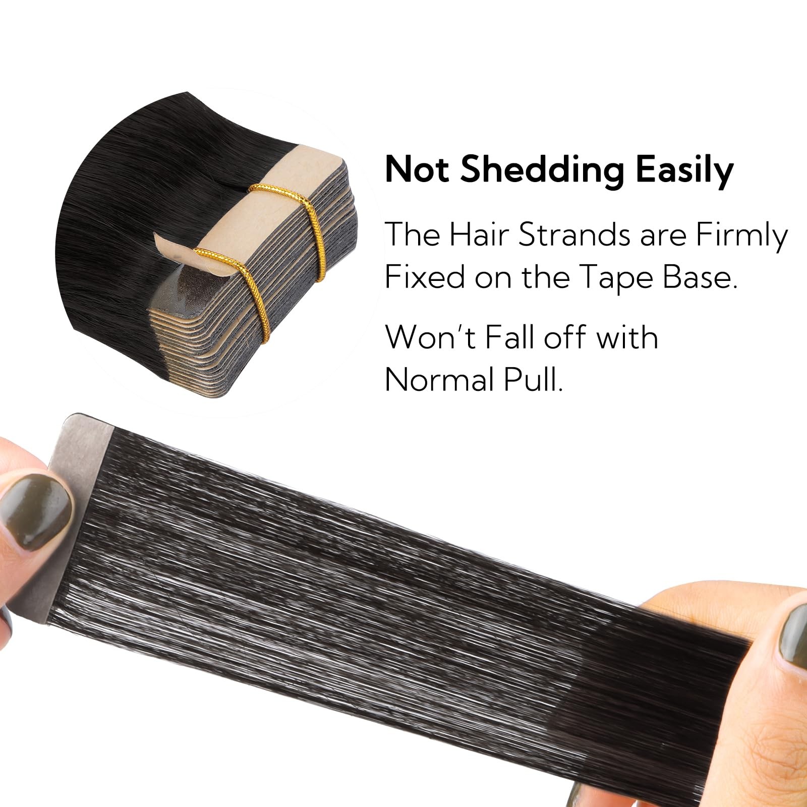 HOTBANANA 16″ 20pc 50g Jet Black Real Remy Human Tape-in Hair Extensions