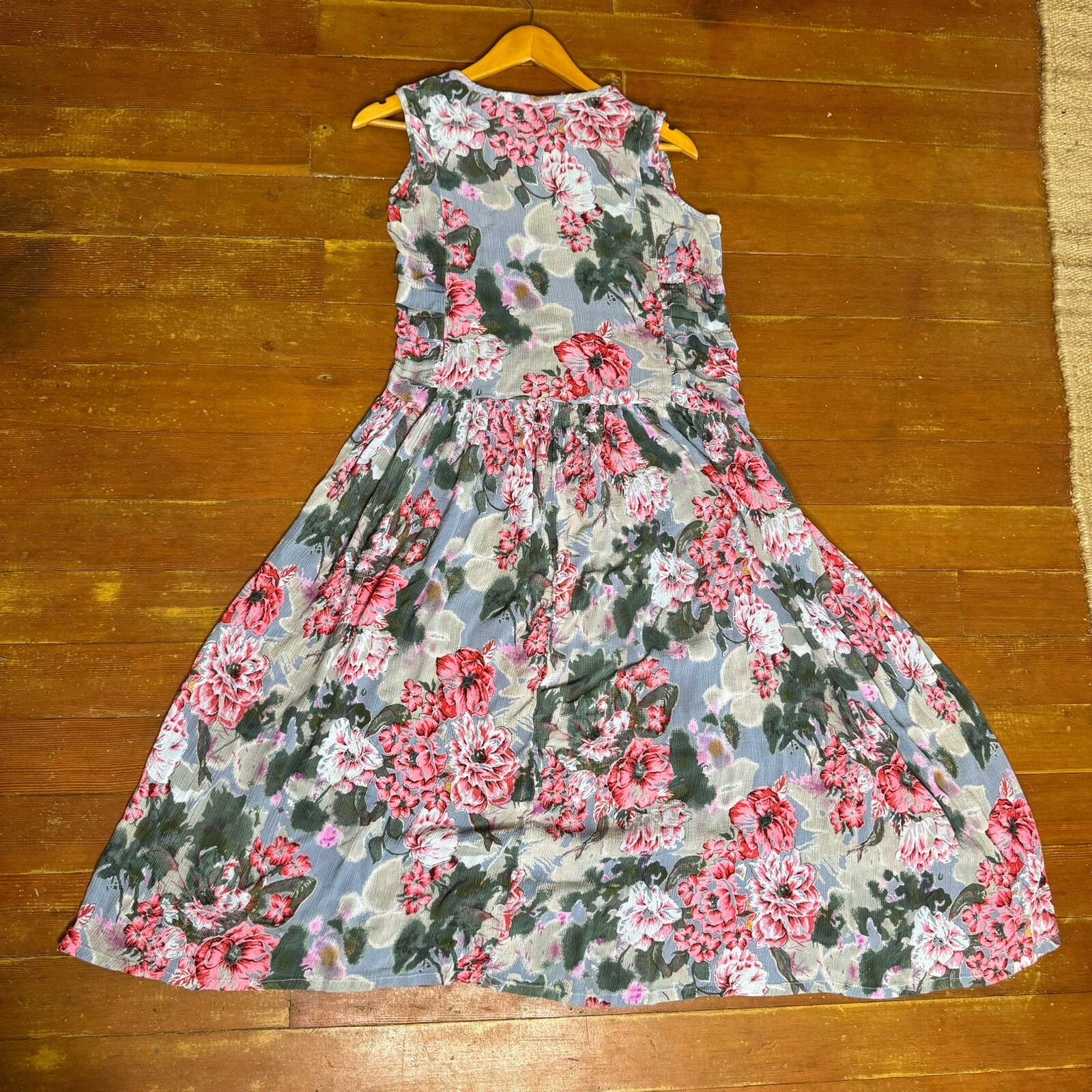 Vintage Lavender Floral Midi Shift Dress Indie Fairy Grunge 90s M