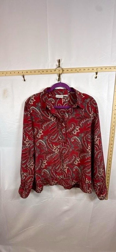 80s Vintage Alfred Dunner 2 Pc Skirt Set Womens 16W 18W Red Paisley Pleated Top