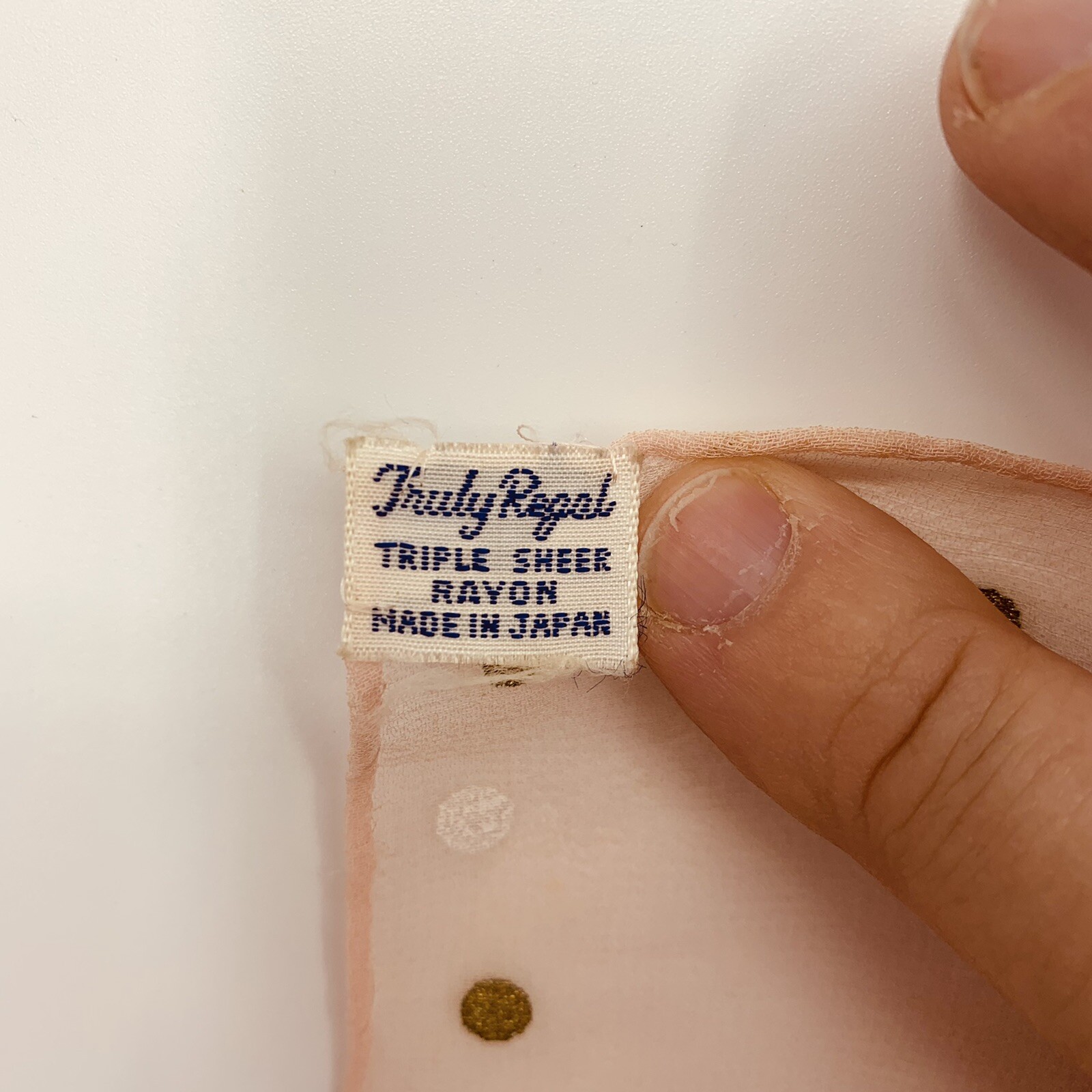 Vintage Truly Regal Light Pink Triple Sheer Rayon Scarf 17″ x 70” Made in Japan