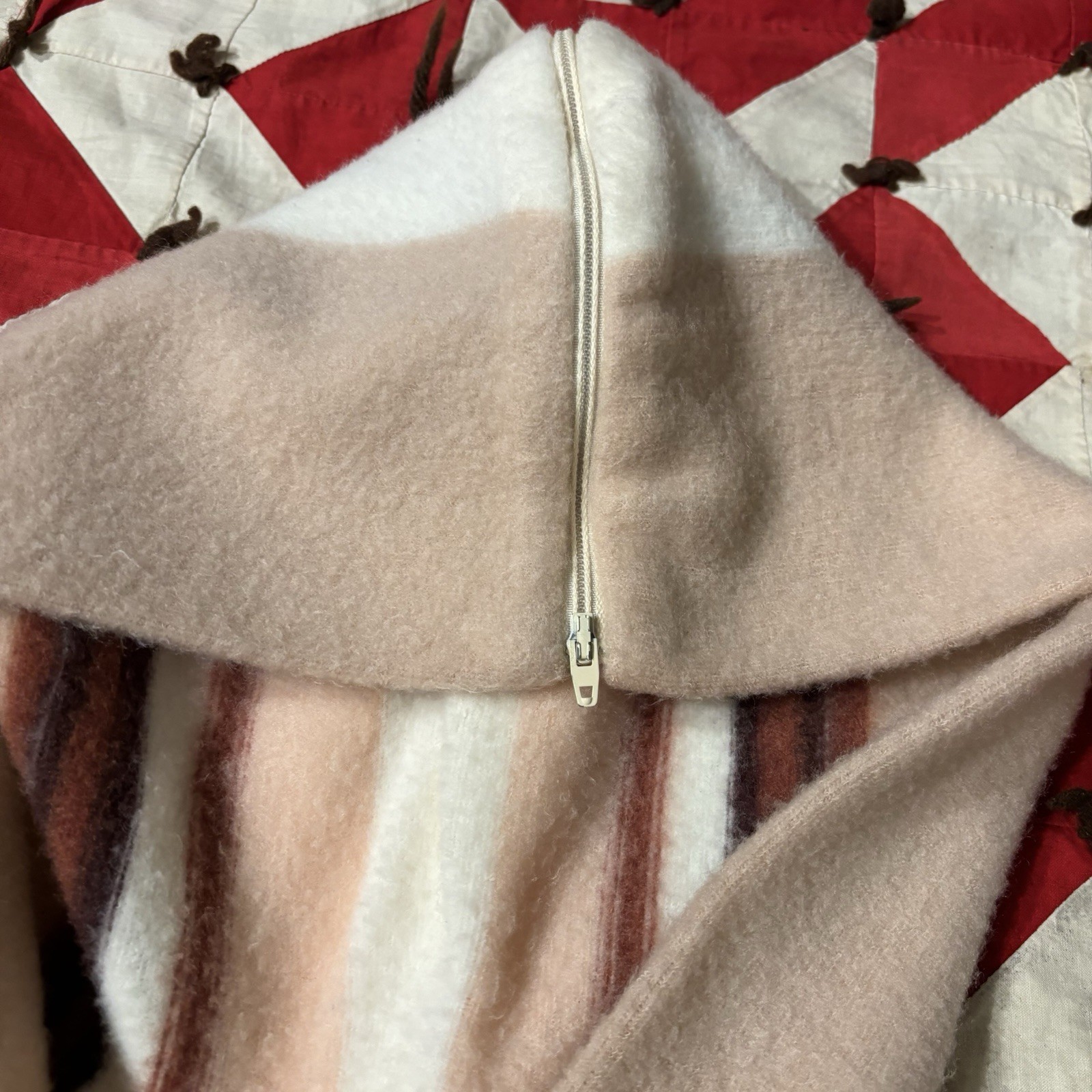 Vintage 1970s Polyester Blend Hoodie Women’s Striped As Is READ