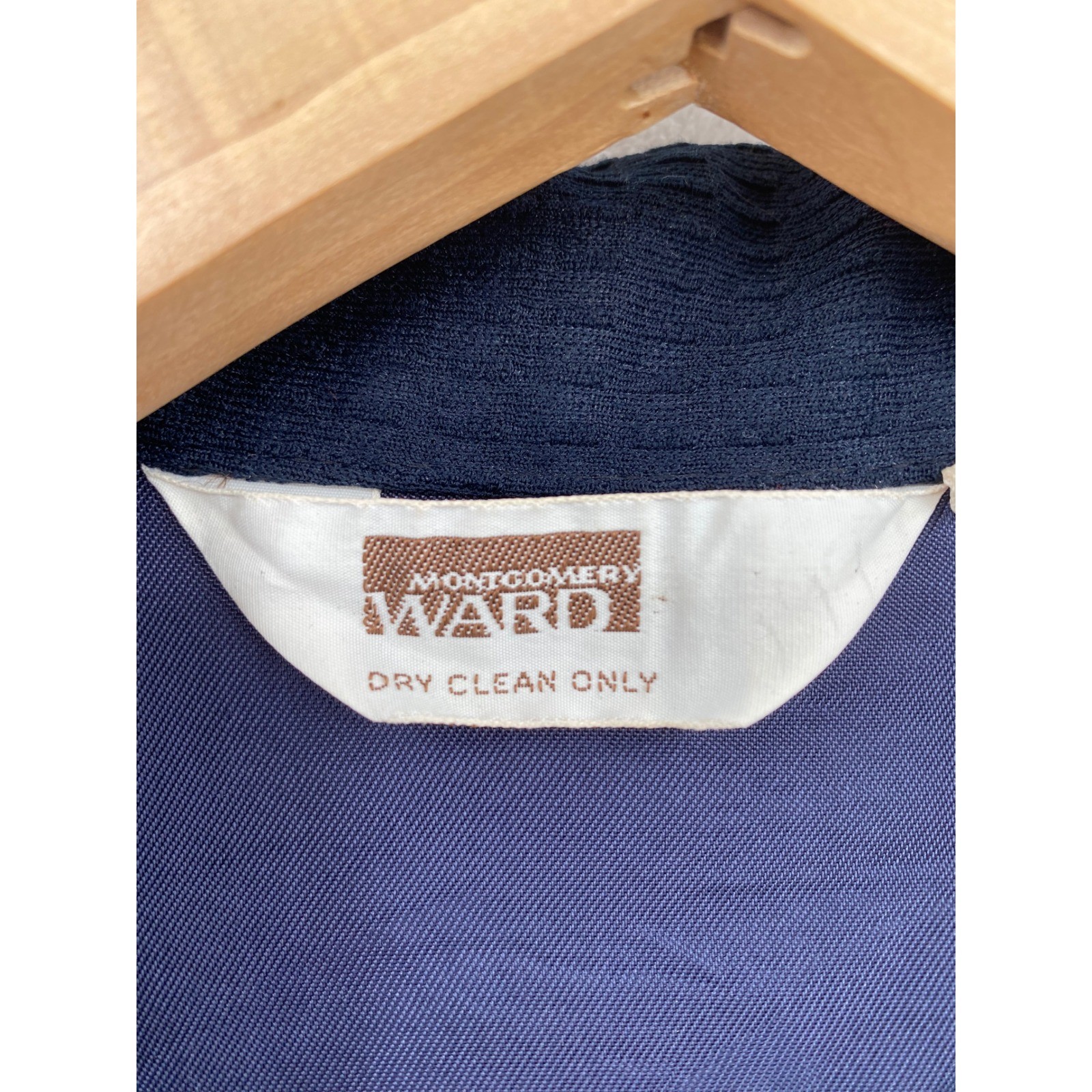 Vintage Montgomery Ward 70s Navy Blue Leisure Jacket Polyester Knit Small