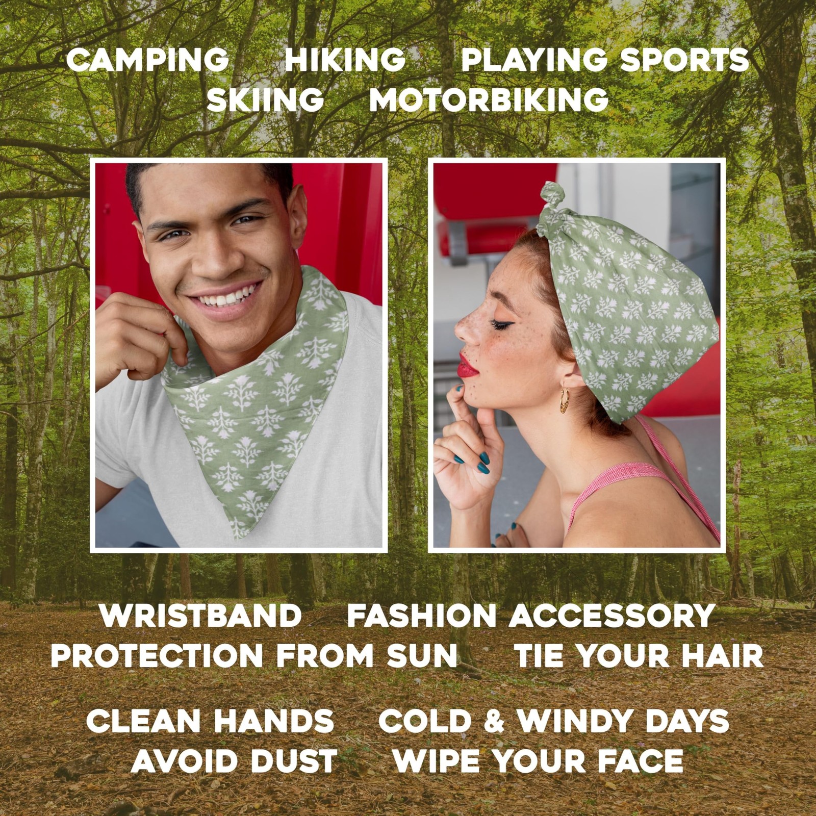 AVKA Studio 100% Cotton Bandanas for Women & Men, 2 Pack 20×20 Inch, 22×22 in…