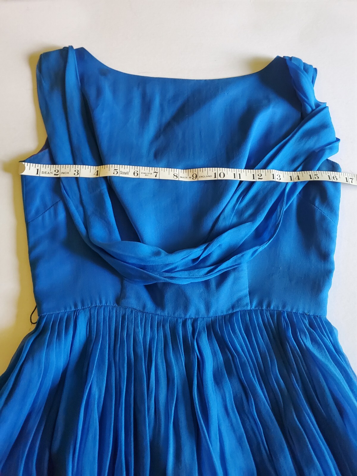 Vintage 1950s 60s ELINOR GAY Blue Party Formal Dress 26″ Waist