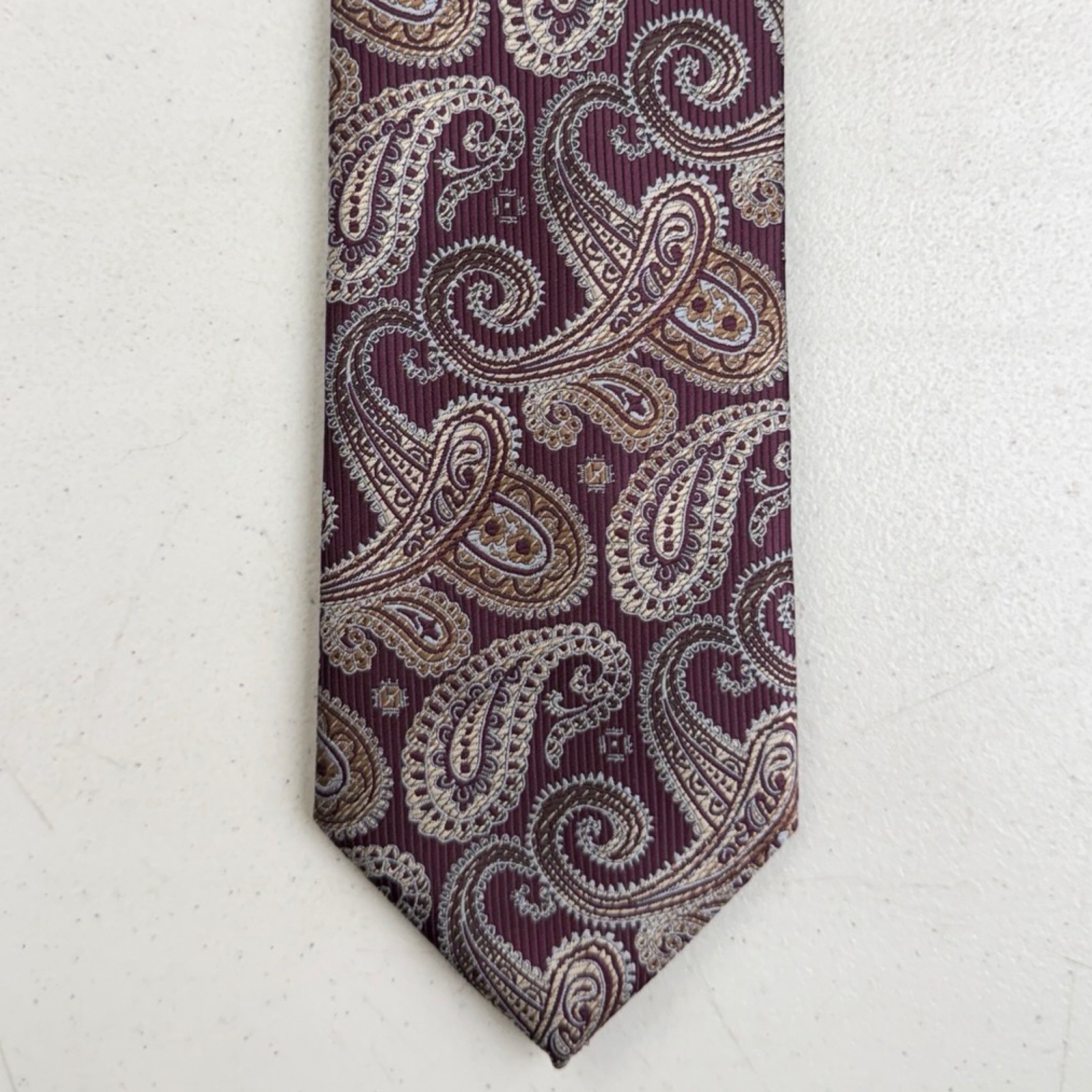 Vintage Paisley Jacquard Tie Alexander Julian Shiny Metallic Dark Purple Necktie