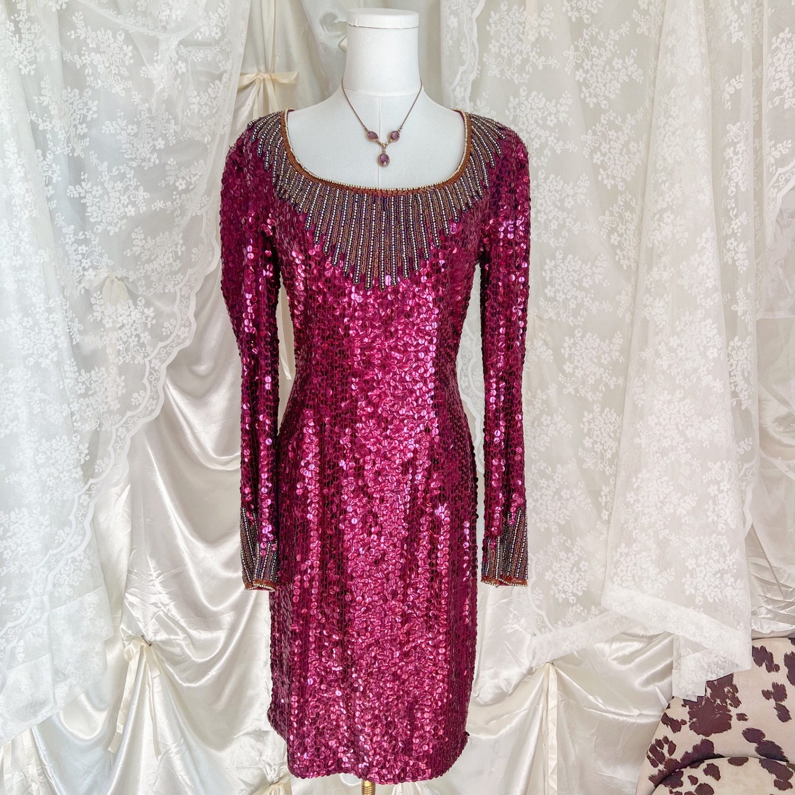 Vintage Niteline Beaded & Sequined Mini Dress