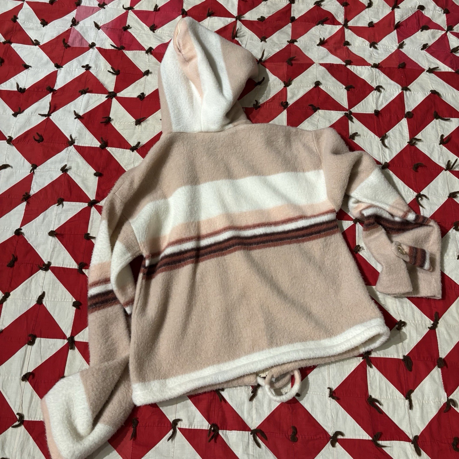 Vintage 1970s Polyester Blend Hoodie Women’s Striped As Is READ