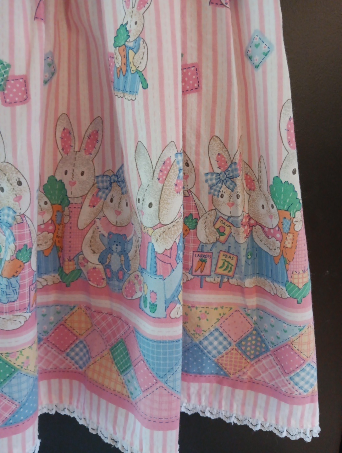 Vintage Handmade Girls Dress Sz 6 Daisy Kingdom? 2 Piece Pinafore Bunny Border
