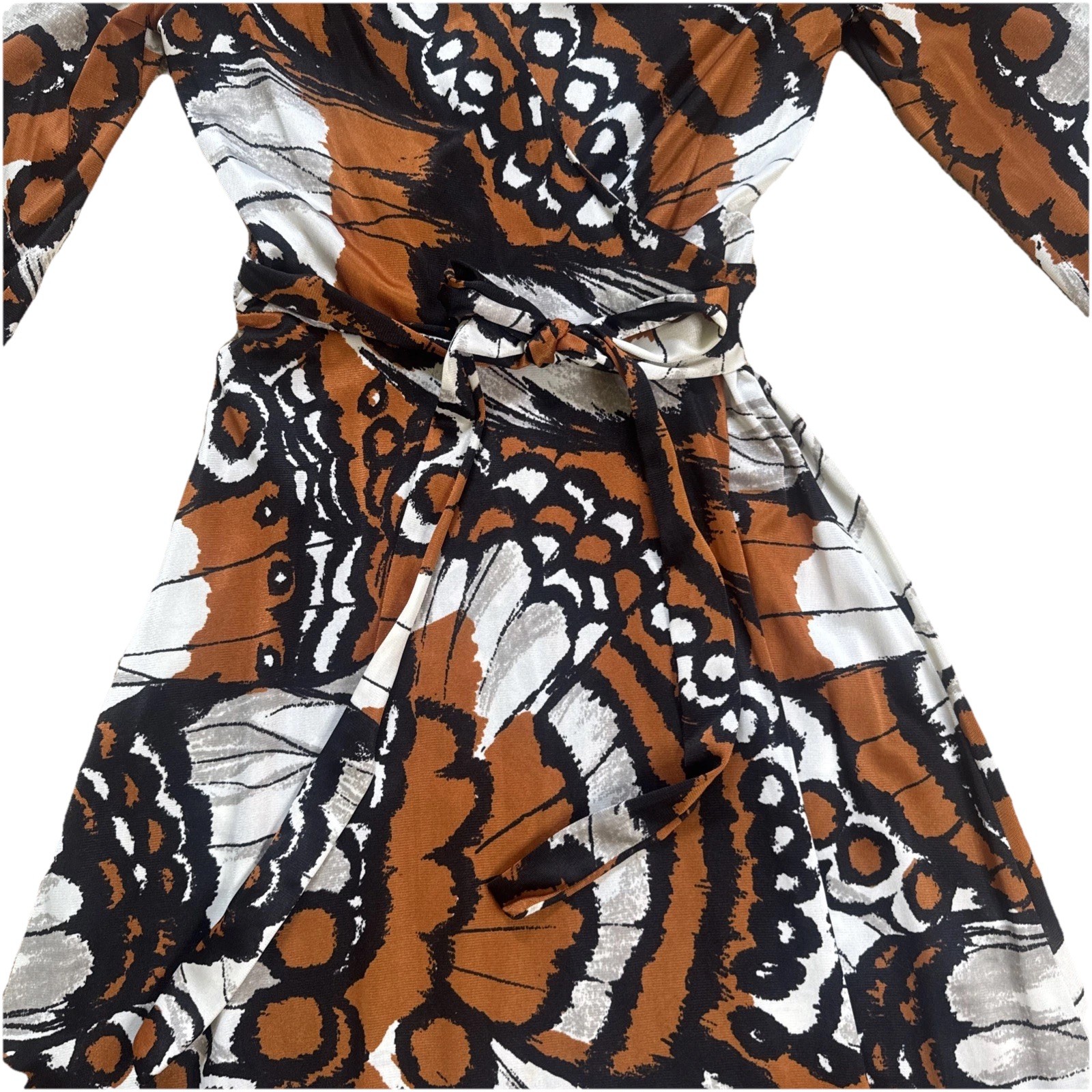 Cole of California Vtg 70s Maxi Wrap Dress Med Monarch Butterfly Print
