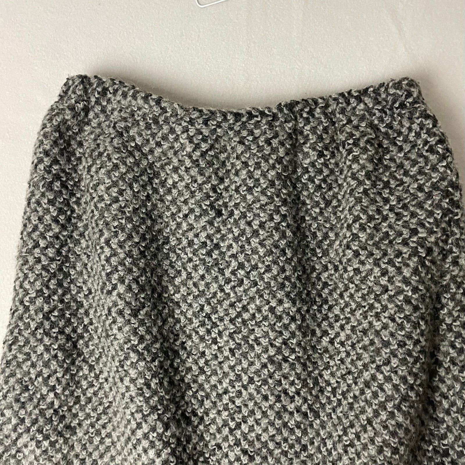 Vtg 70s MJ Seattle Womens XL Gray Mohair Wool Boucle A Line Skirt Made in USA
