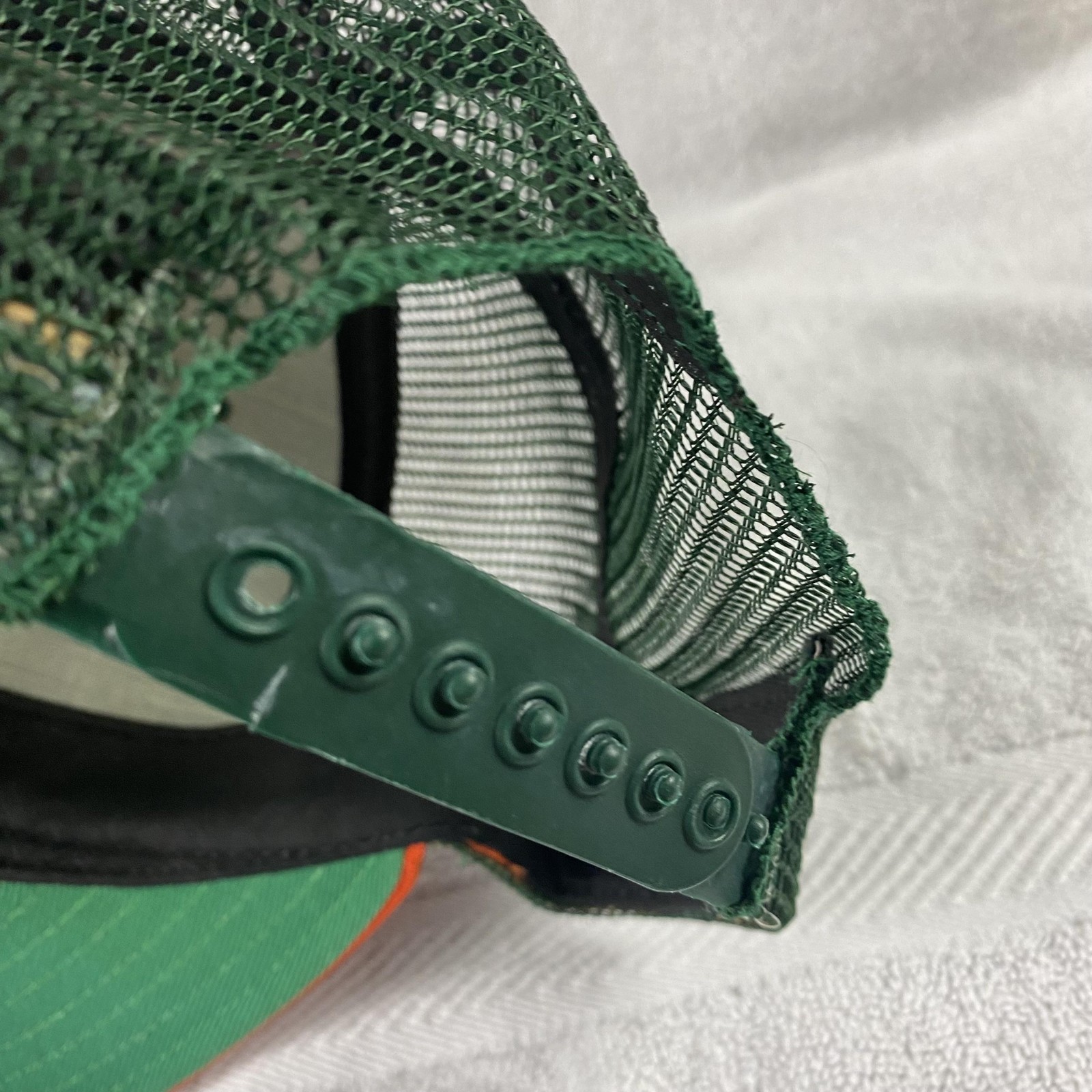 Vintage New Era Hat Cap Snap Back Medium Large Green Orange Mesh Trucker 80s 90s