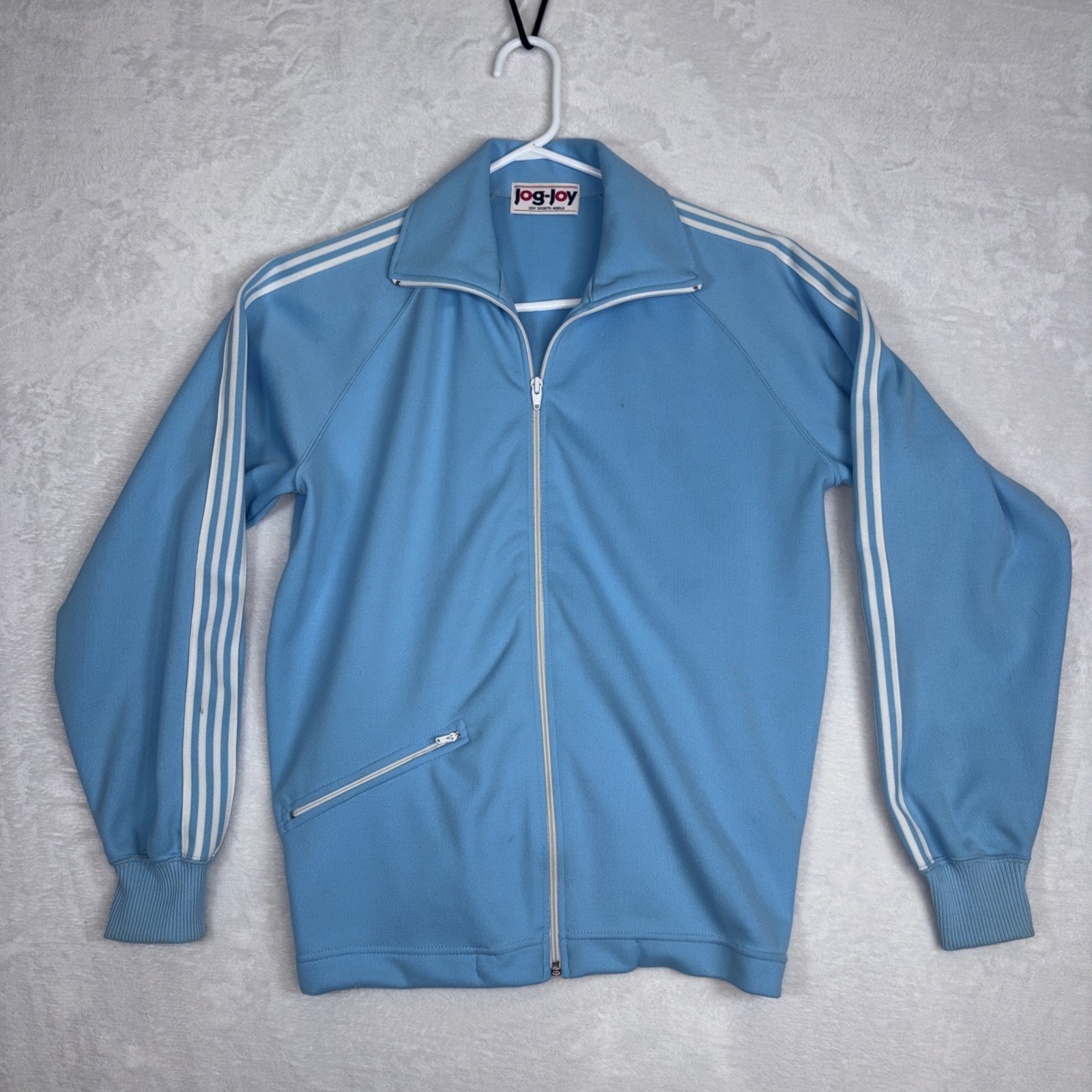 Vintage Jog Joy Track Jacket Light Blue Men’s Made Korea Size Small 1970s 1980s