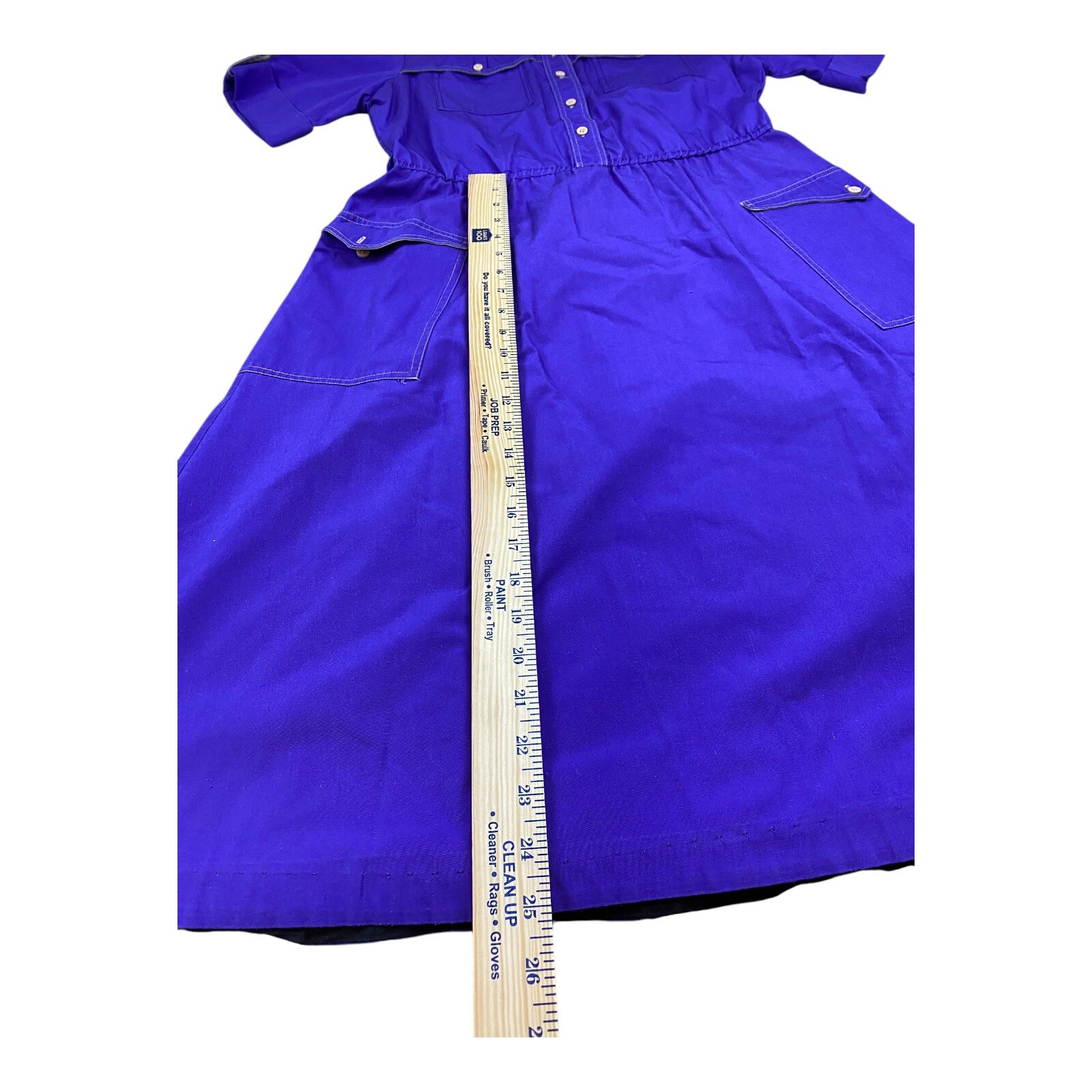 VTG 70’s Shirt Dres 11/12 Purple Western Cinched Waist Utility Pockets Thick