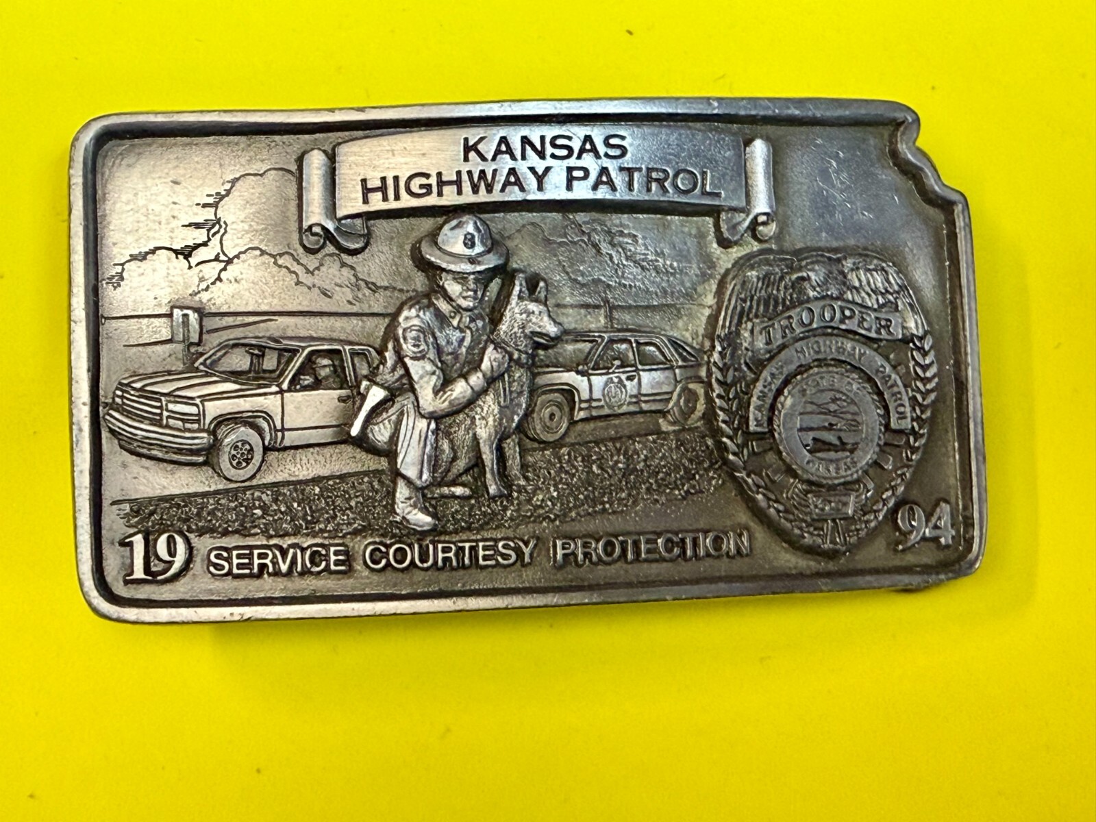Kansas Highway Patrol Trooper K9 Unit Narcotics Detection Program 94 Belt Buckle