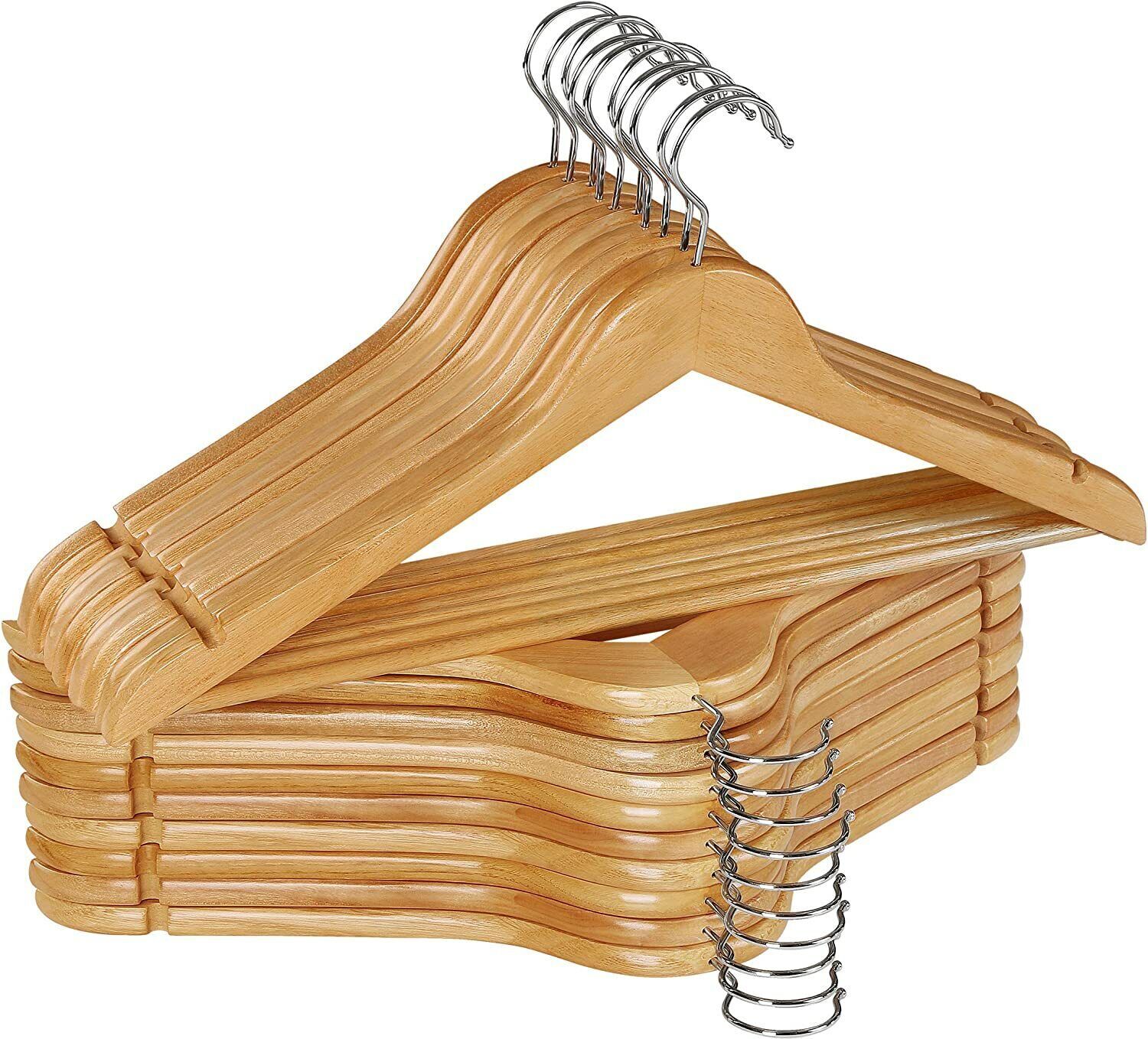 Premium Wooden Hangers 50 Pack Non-Slip Coat Clothes Hangers w/360° Swivel Hook